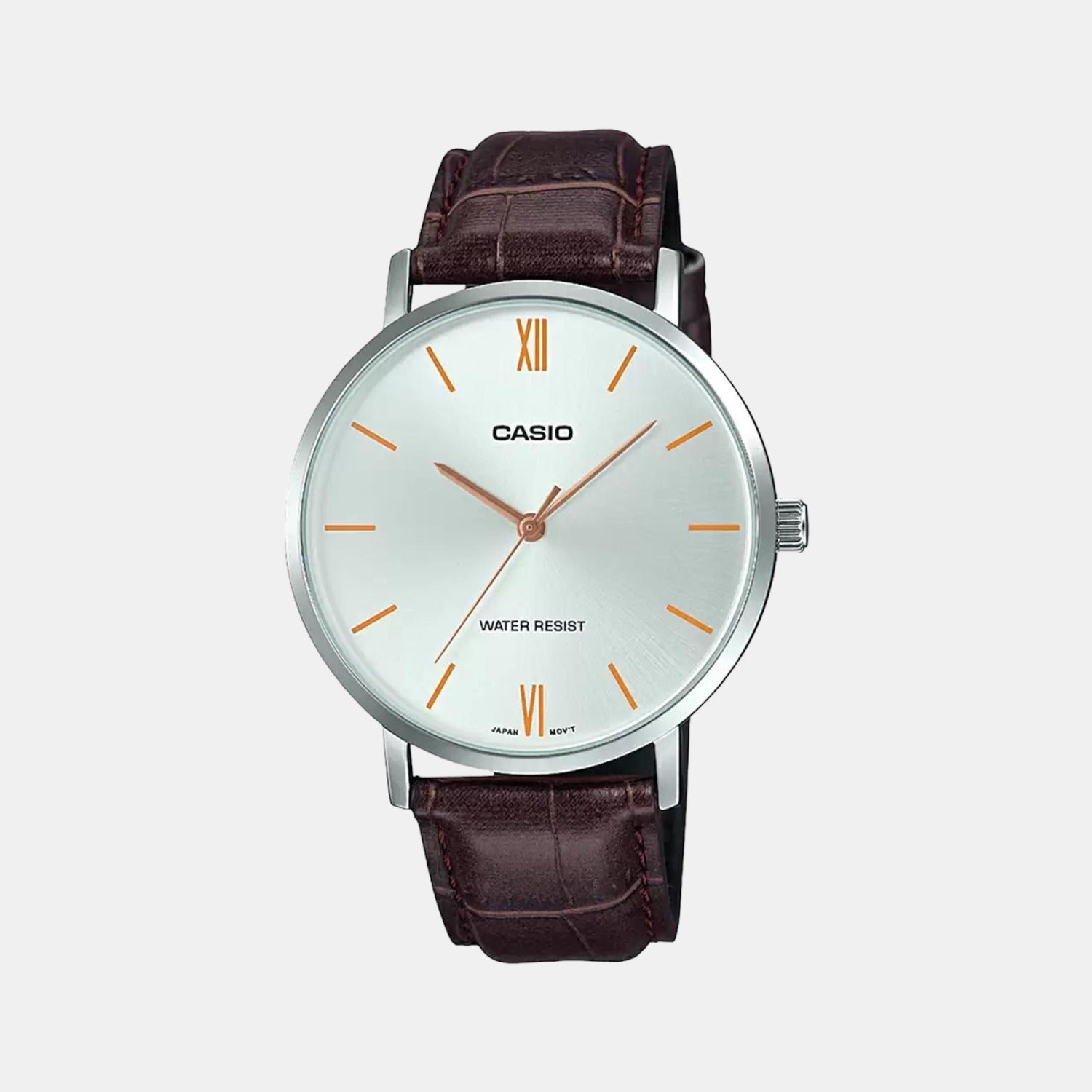 Casio Enticer Men Quartz White Dial Analog Leather Watch A1618