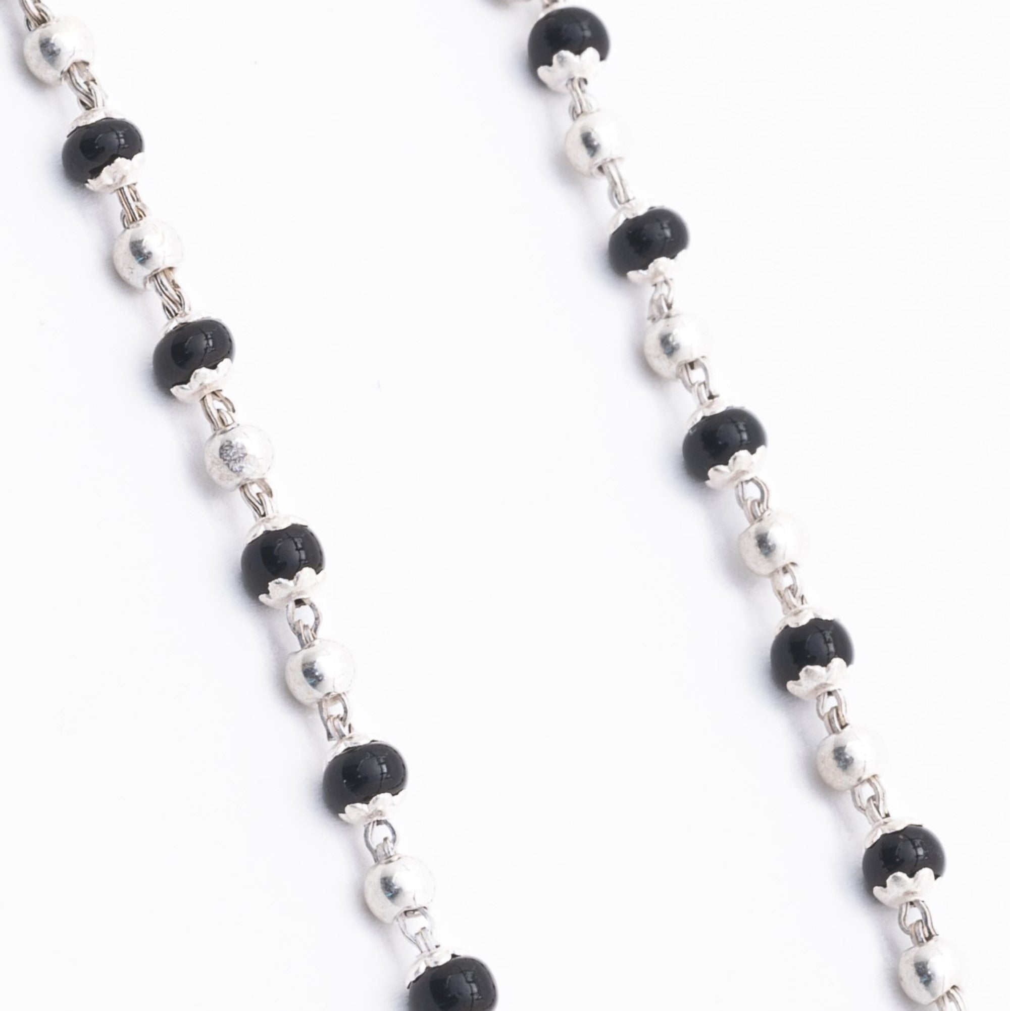 Prinjal Jewellers Real Black Beads Embedded in Silver Nazariya for Kids