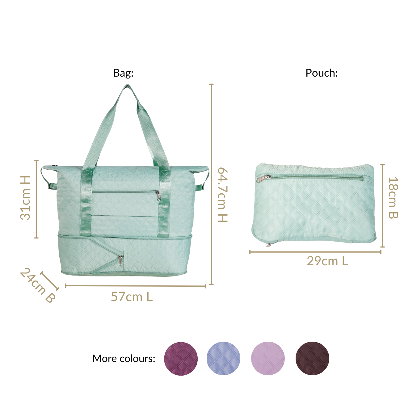 Nestasia Montara Expandable Foldable Luxe Travel Bag Mint - view 4