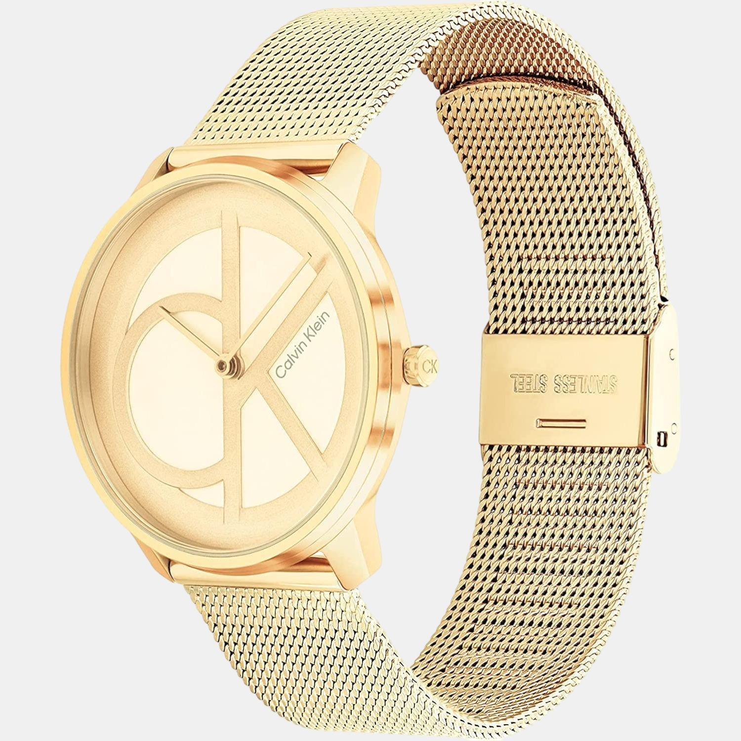 Calvin Klein Ck Iconic Unisex Quartz Yellow Dial Analog Stainless Steel Watch 25200034 - view 2