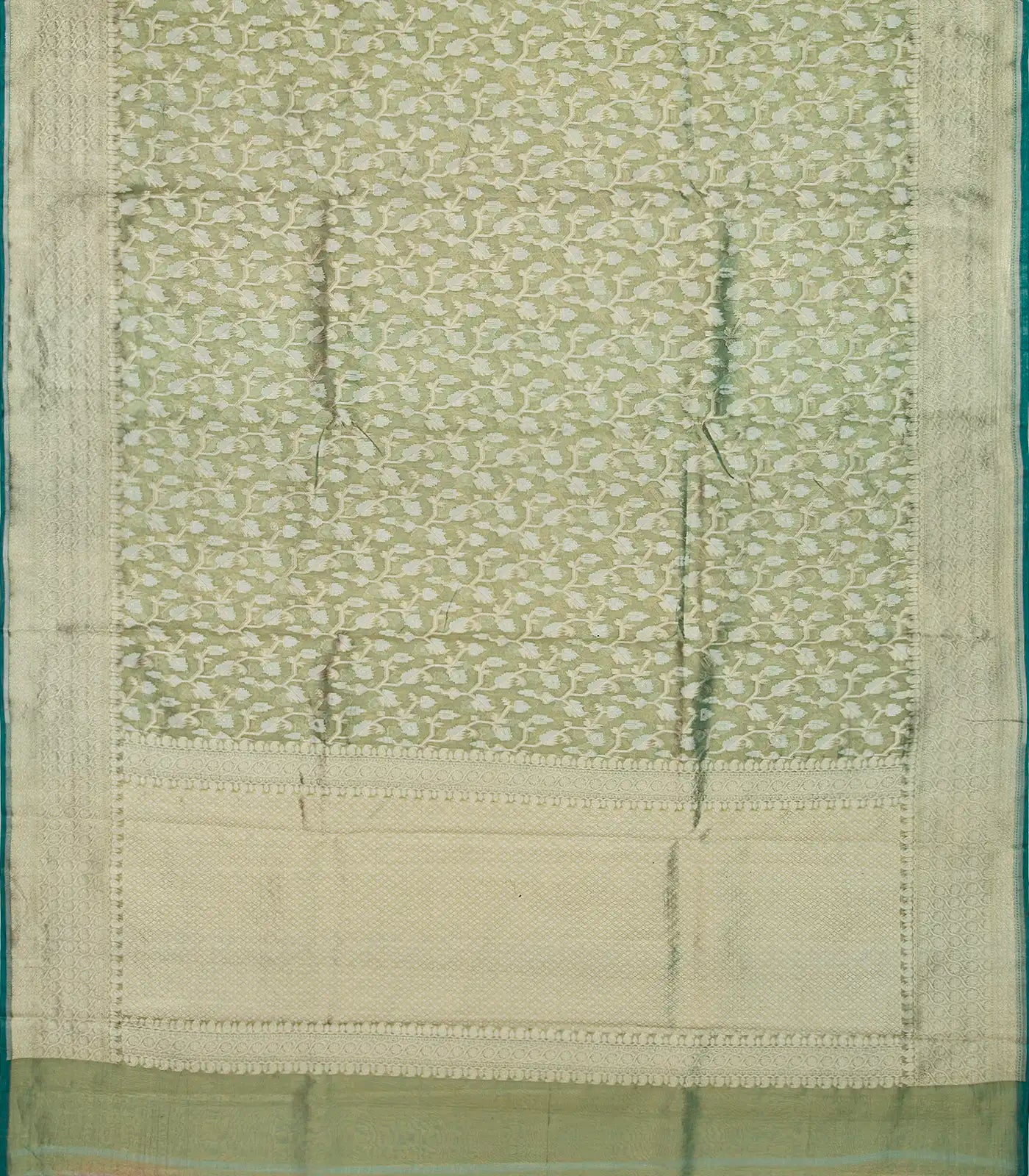 RmKV Aquamarine Banarasi Tissue Silk Saree With Mango Vine Motifs - view 2