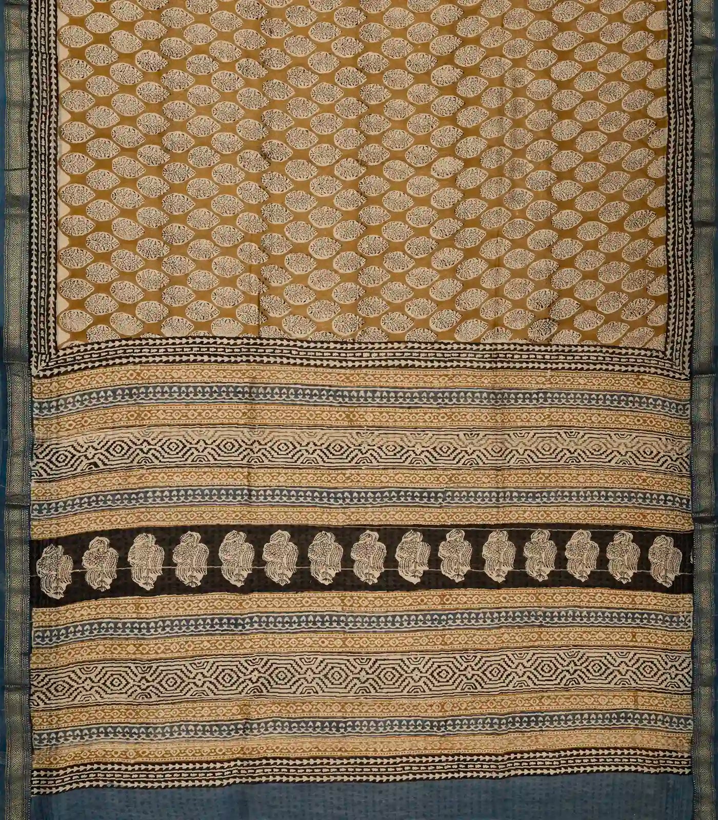 RmKV Beige Handloom Chanderi Cotton Saree With Printed Floral Motifs - view 2