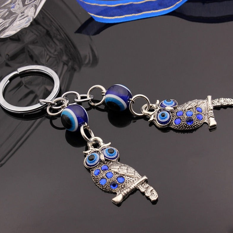 Peeperly Twin Owls Diamond Sparkle Keychain – Blue - view 2