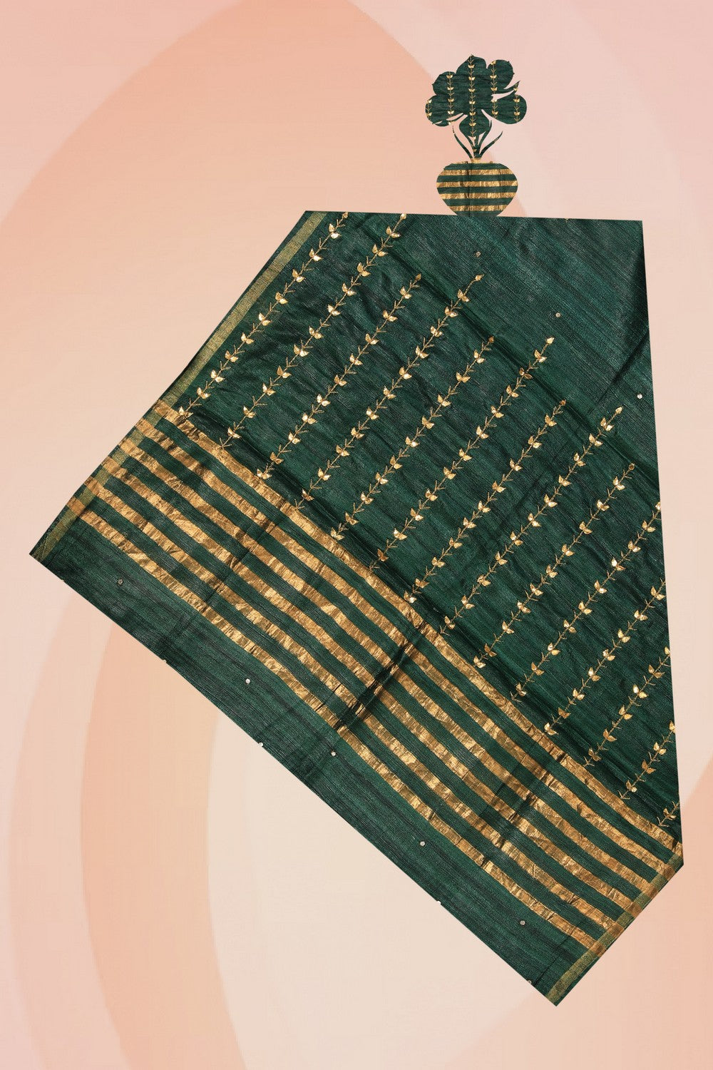 Kalanjali Gota Patti Work Bottle Green Dupatta