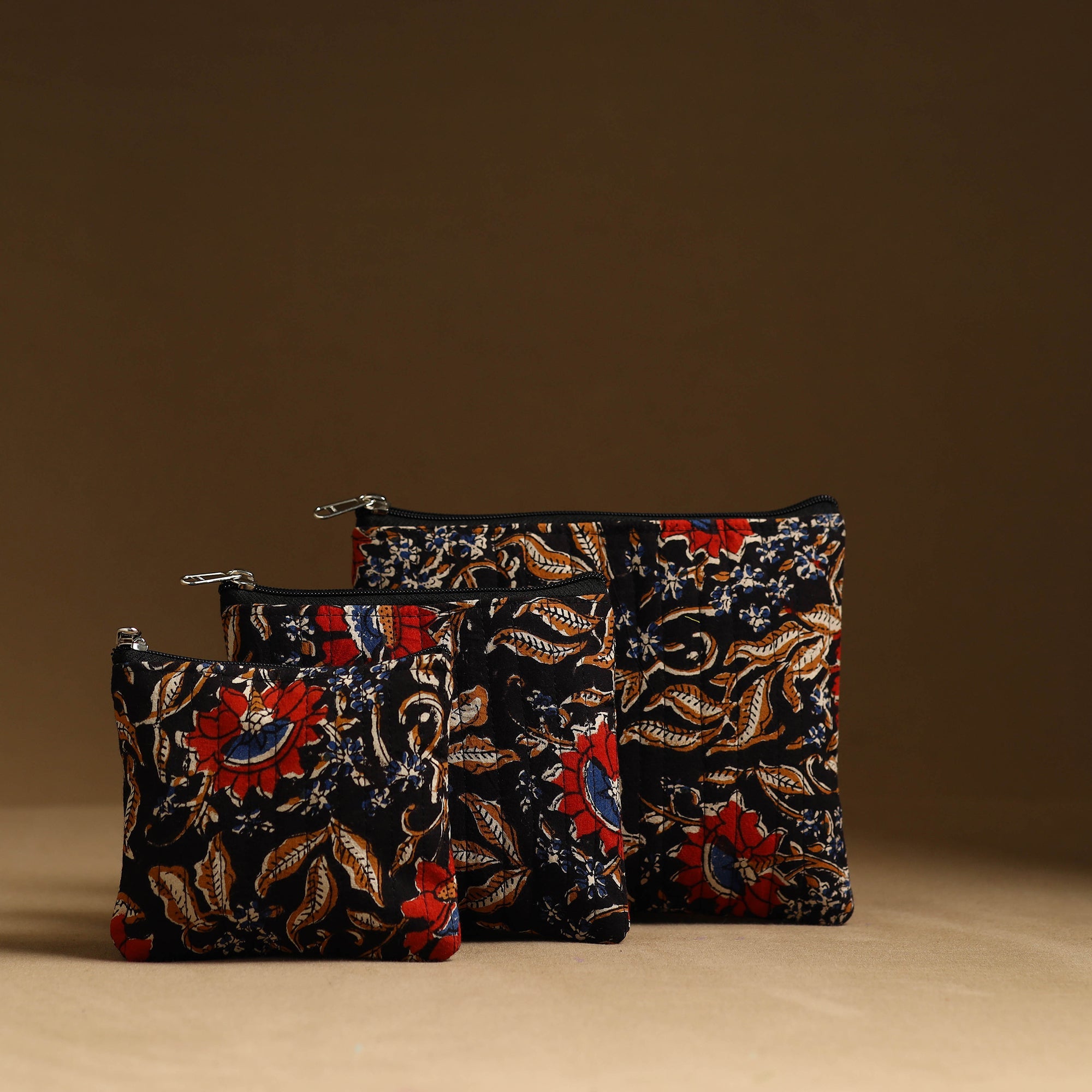 NOORI BAZAR Black - Handmade Cotton Multipurpose Utility Pouches (set of 3) 14