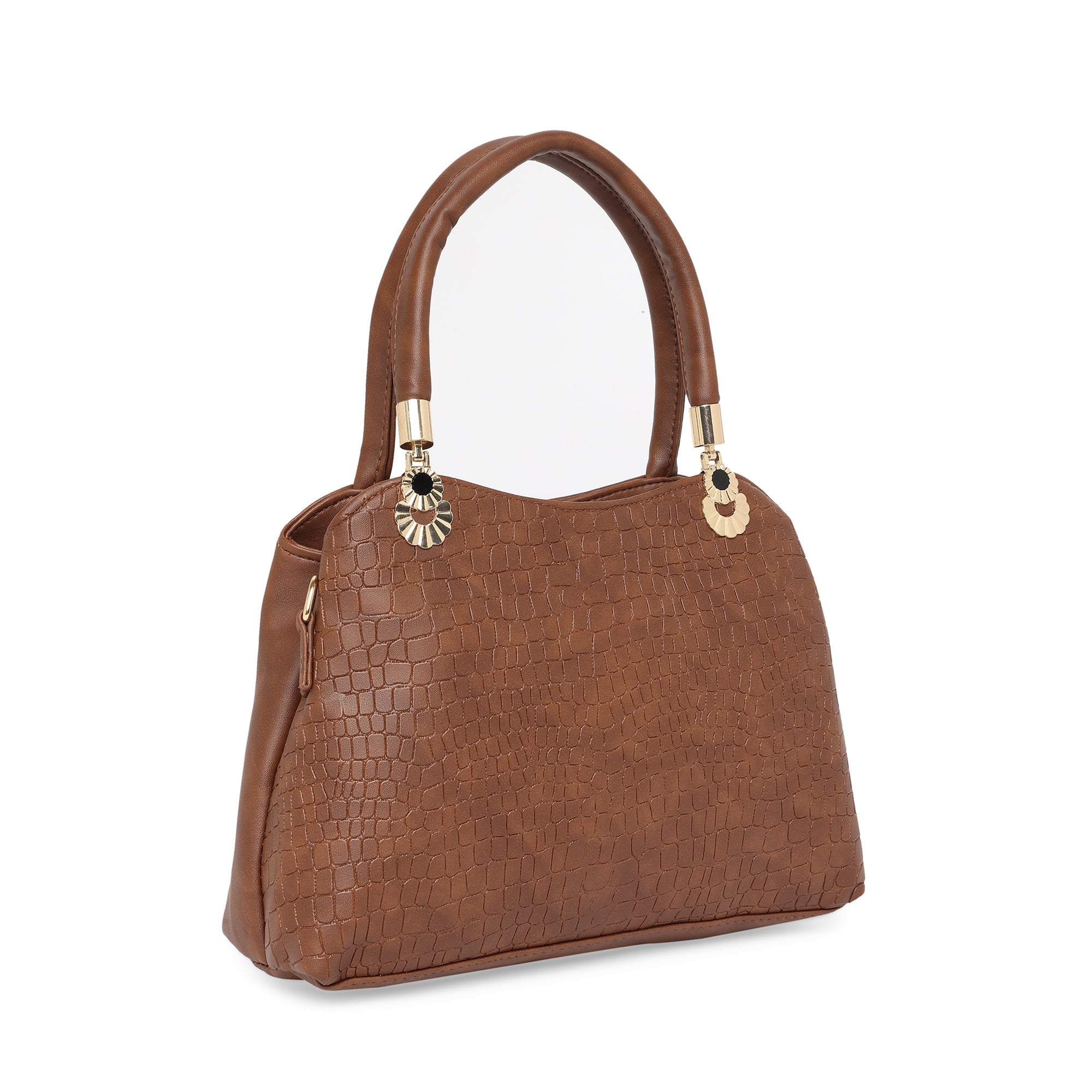 Peachmode Seller Brown Women Vegan Leather Handbag With Belt - view 2