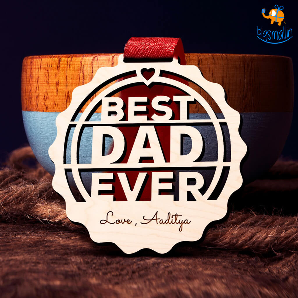 Chitra Chaya Personalized Best Dad Wooden Medal | COD Not Available - view 2
