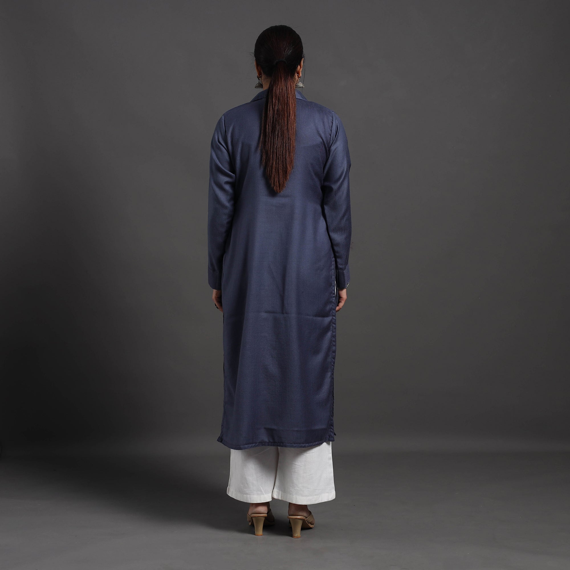 ITOKRI CASUALS Blue - Azreen Plain Merino Woolen Kurta - view 4