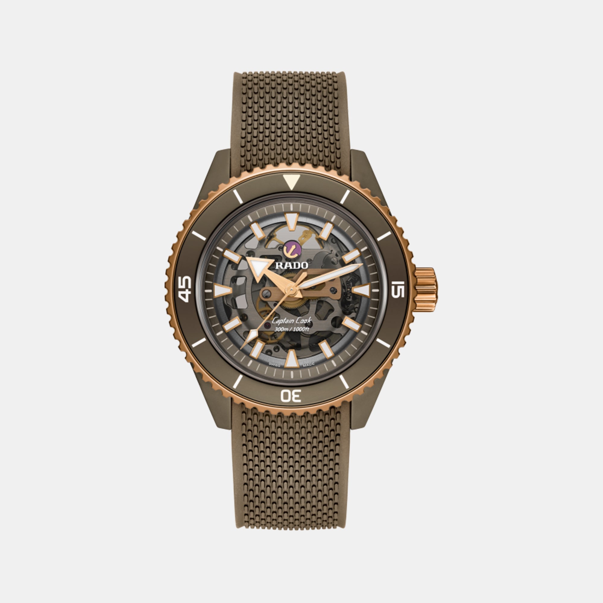 Rado Captain Cook Men Automatic Brown Dial Analog Rubber Watch R32150168