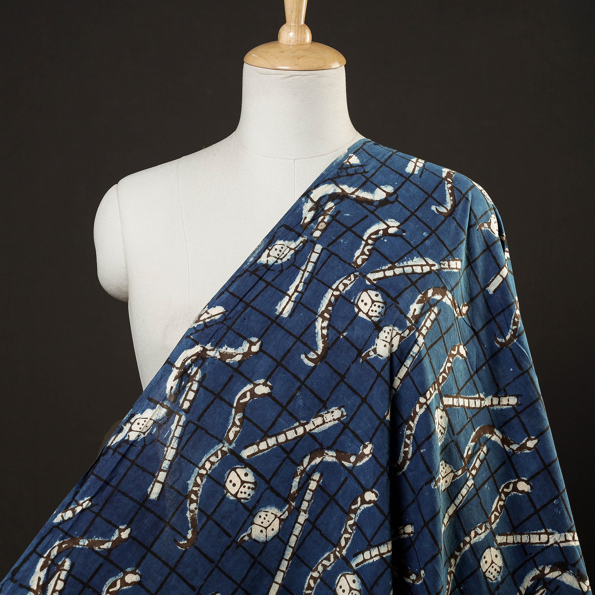 BINDAAS UNLIMITED Blue - Bindaas Block Printed Cotton Natural Dyed Fabric