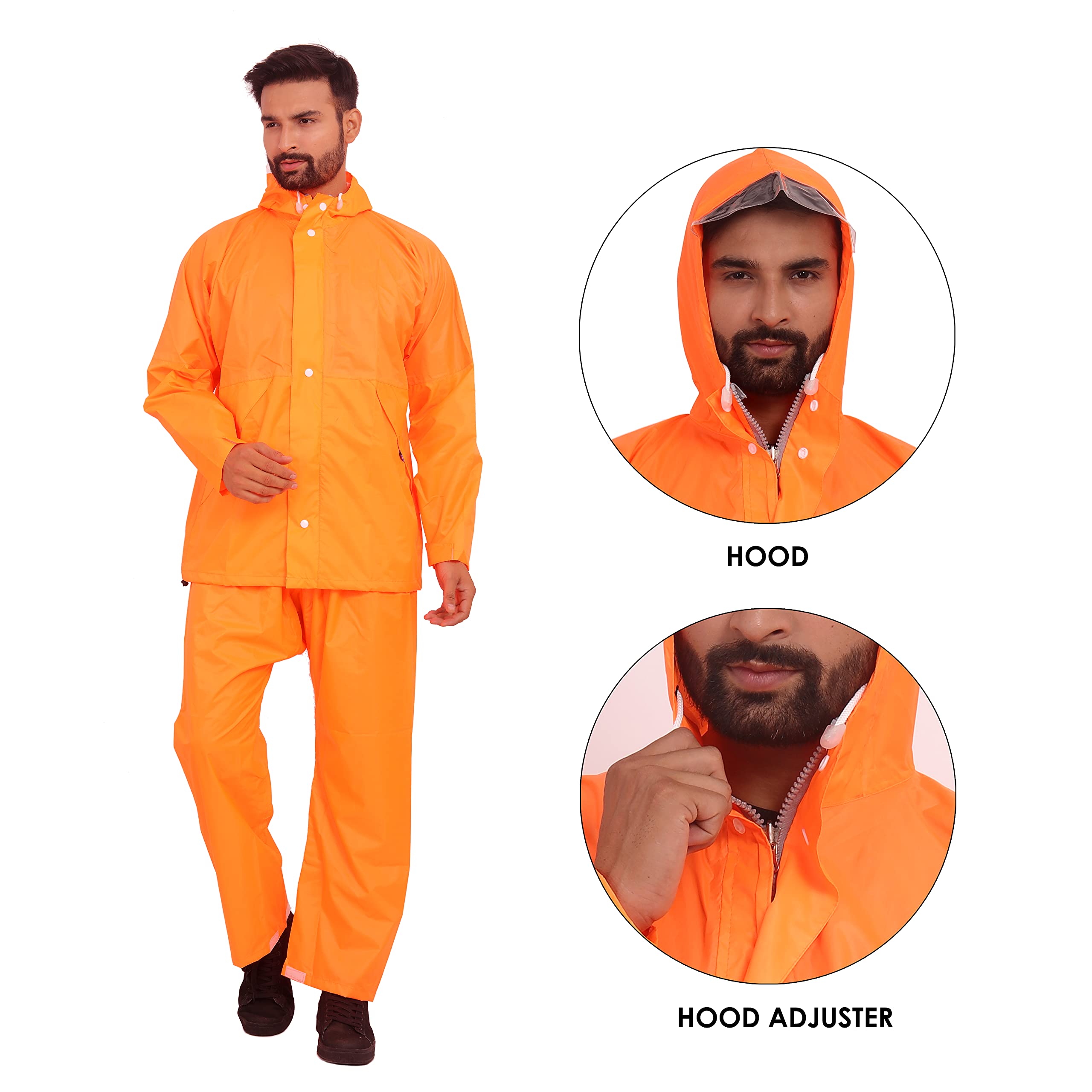 THE CLOWNFISH Rain Coat for Men Waterproof for Bike Raincoat for Men with Hood. Set of Top and Bottom. Classic Series (Brown, XXX-Large) - view 4