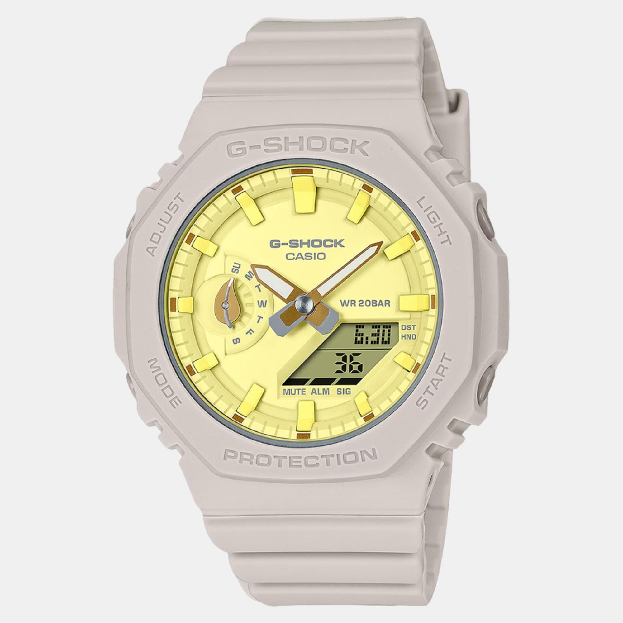 Casio G-Shock Women Quartz Yellow Dial Analog-Digital Resin Watch G1499