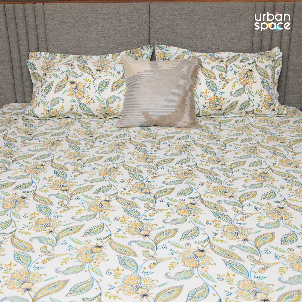Urban Space -Home Furnishing Store Serene 200 TC 100% Cotton Bedsheet with Pillow Covers - Iris Blue - view 2