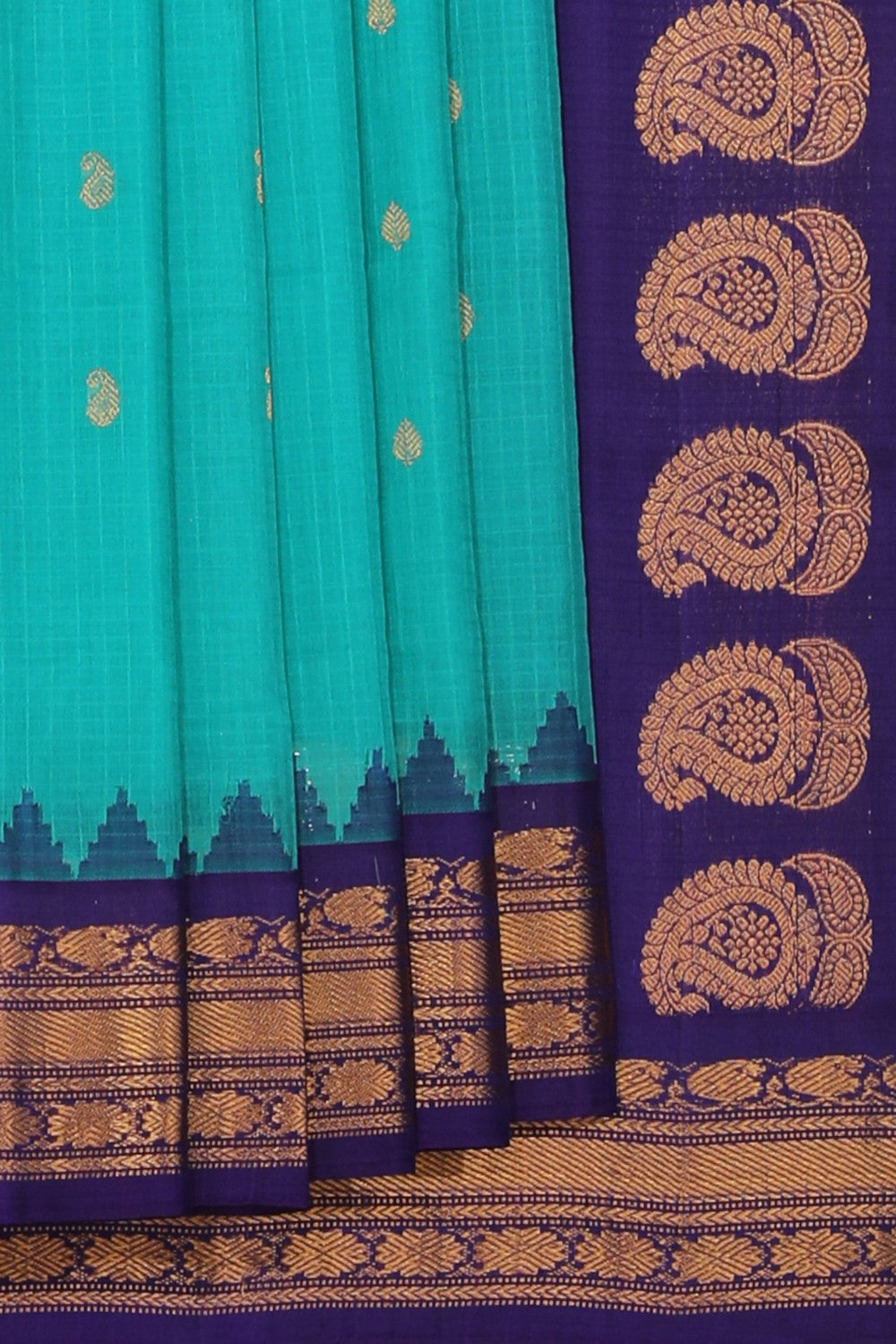 Kalanjali Gadwal Cotton Silk Sea Green Saree – Women's