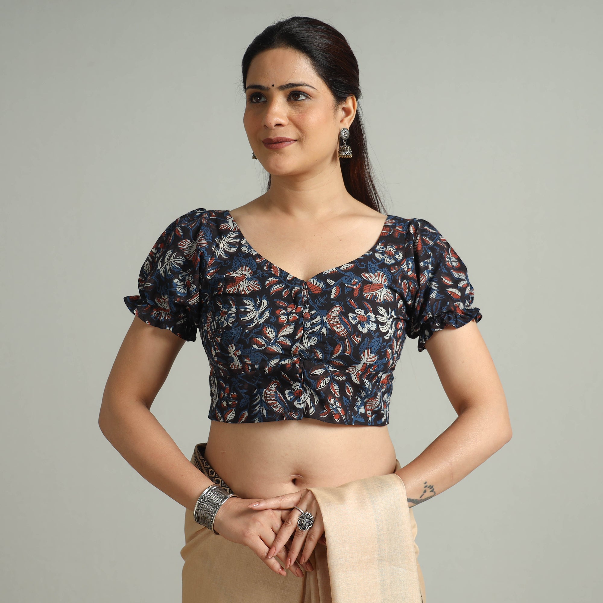 ITOKRI CASUALS Black - Bagru Dabu Block Printed Cotton Stitched Blouse 07 - view 2