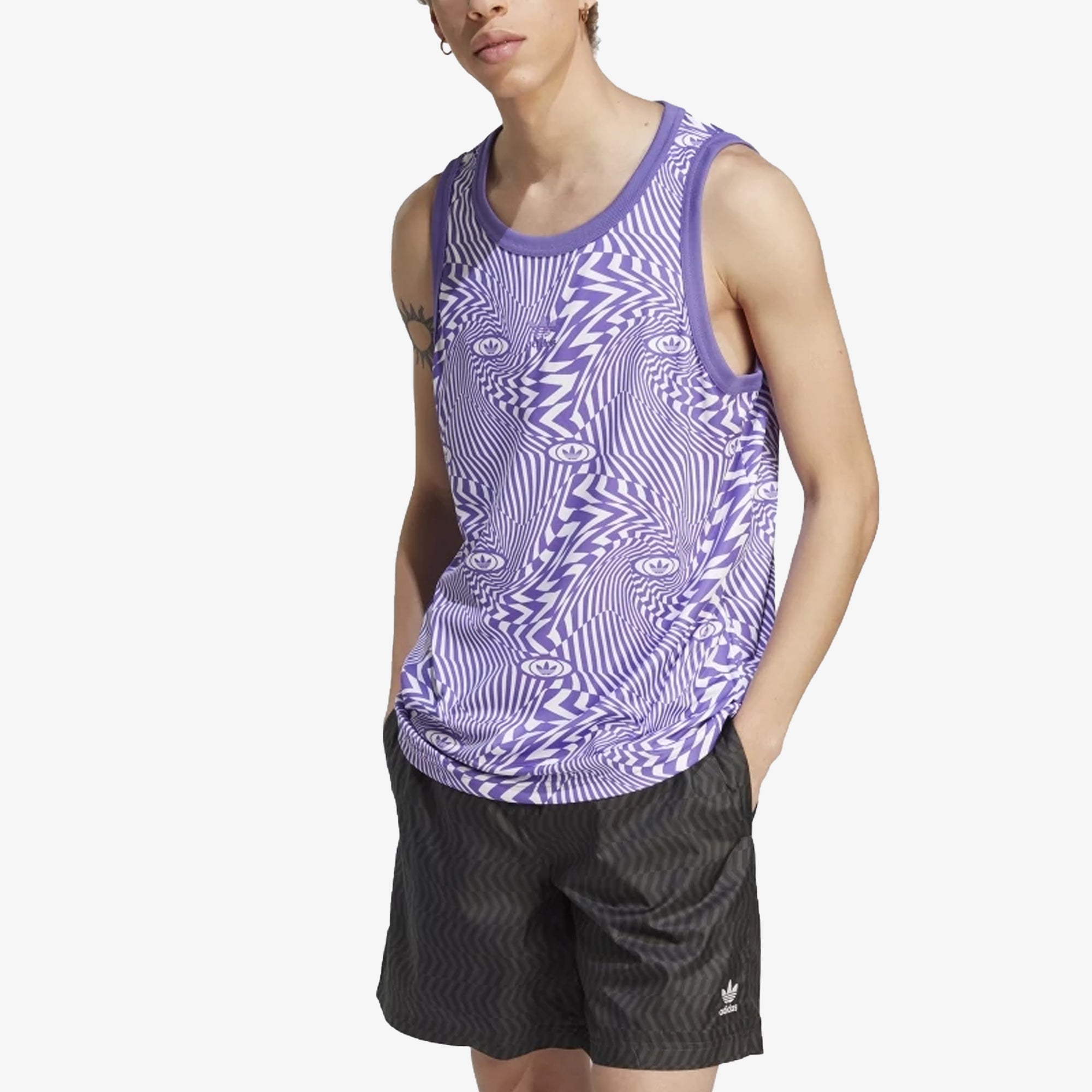 Adidas Originals | REKIVE ALLOVER PRINT TANK { WHITE/PURRUS - view 4