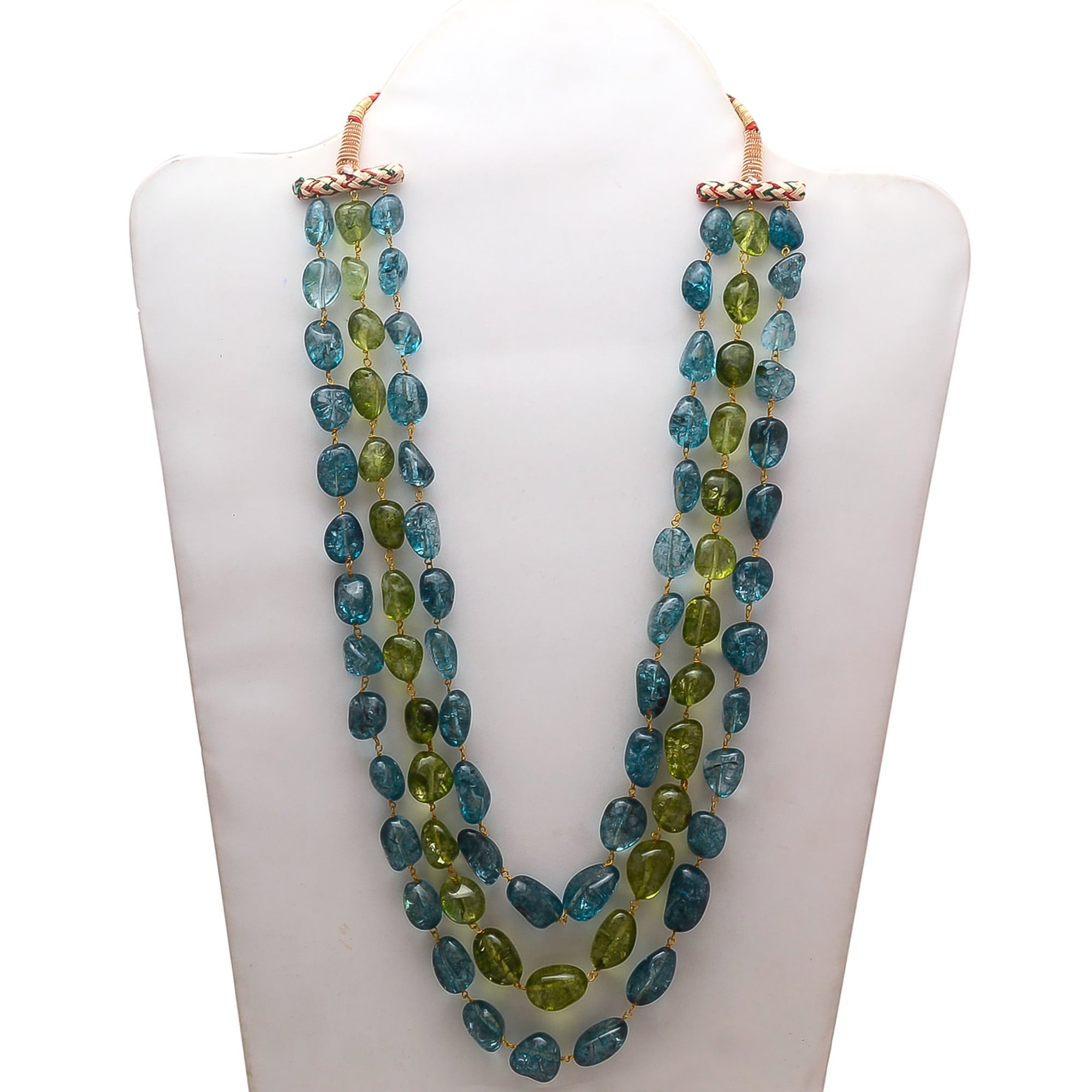 Green more to explore – BlackTree green-and-blue-un-shaped-stones-mala