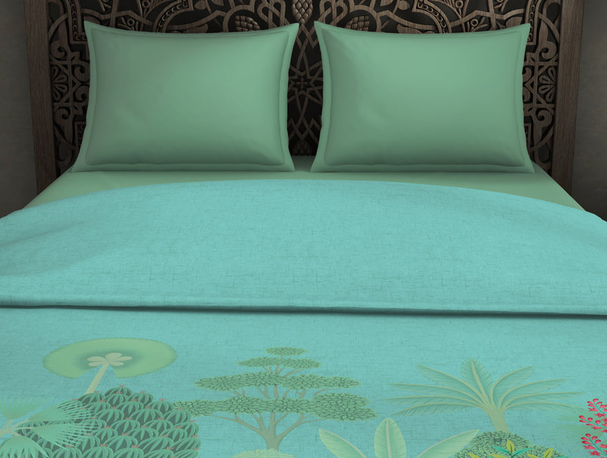Spaces India Floral Blue Tint - Aqua Fleece Blanket - Pichwai - Rangana By Spaces - view 4