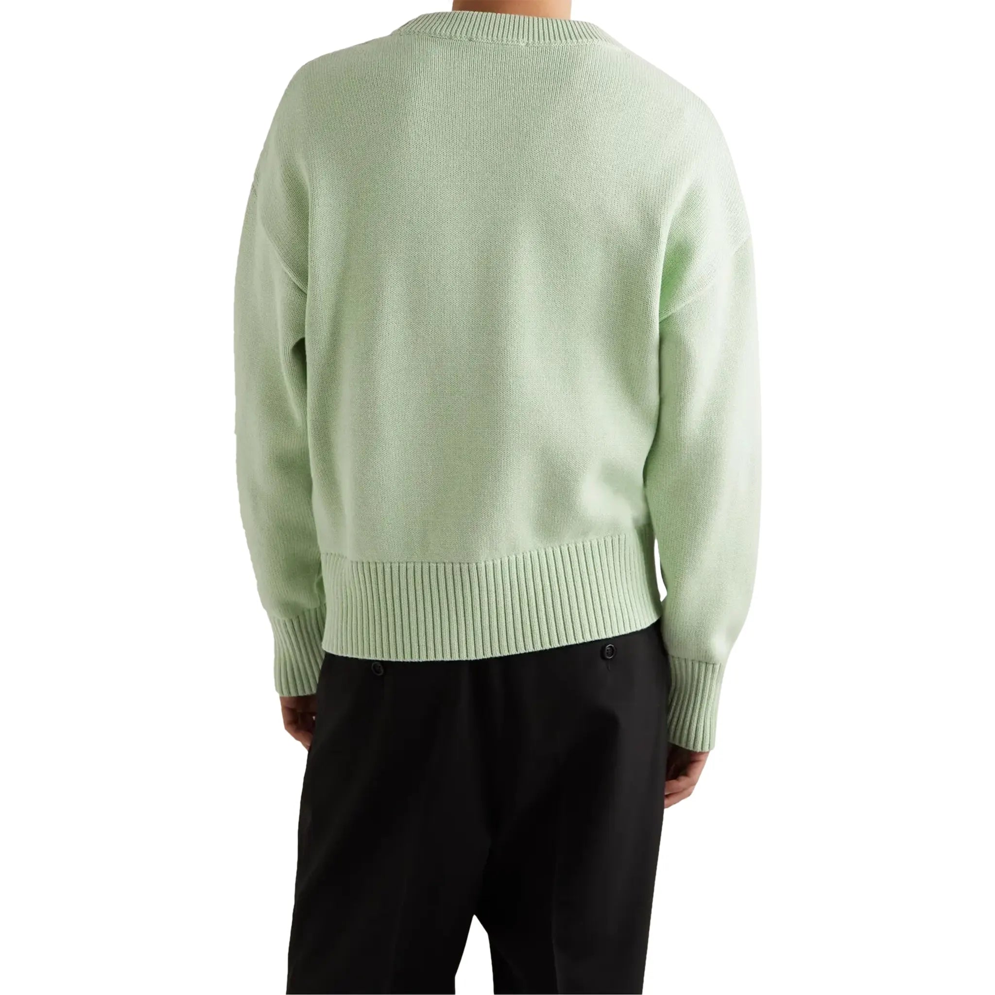 Ami Paris Red Ami De Coeur Logo Intarsia Off Green Sweatshirt - view 2