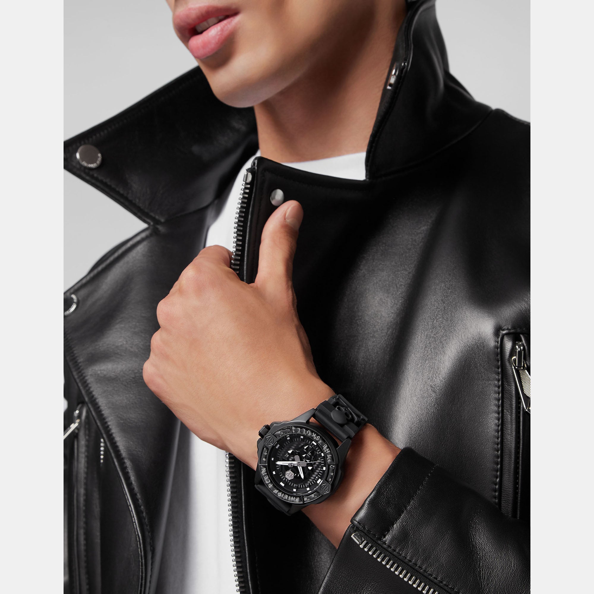 Philipp Plein $kull Men Quartz Black Dial Analog Silicone Watch PWAAA2022 - view 5