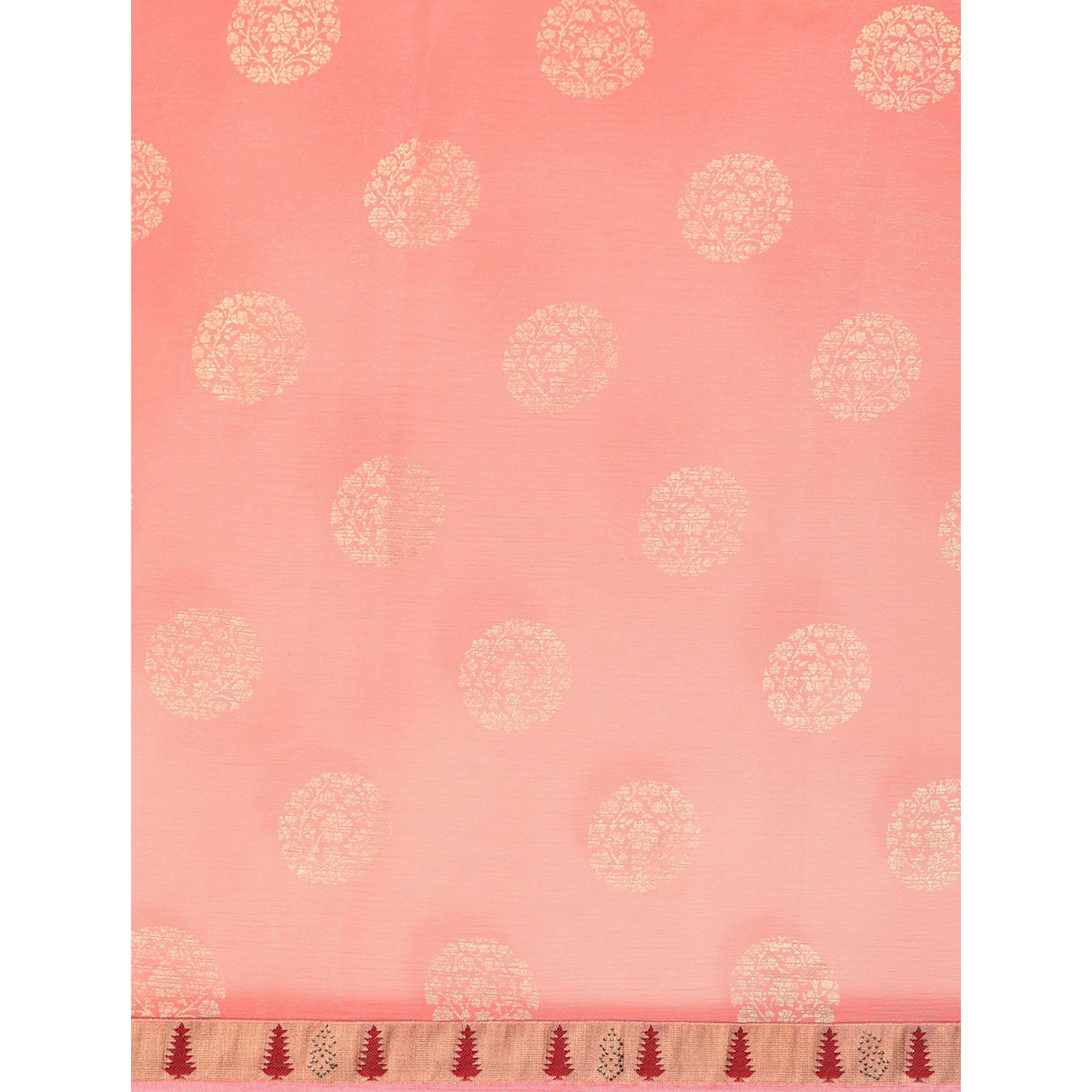 Peachmode Light Pink Foil Printed With Swarovski Chiffon Saree - view 5