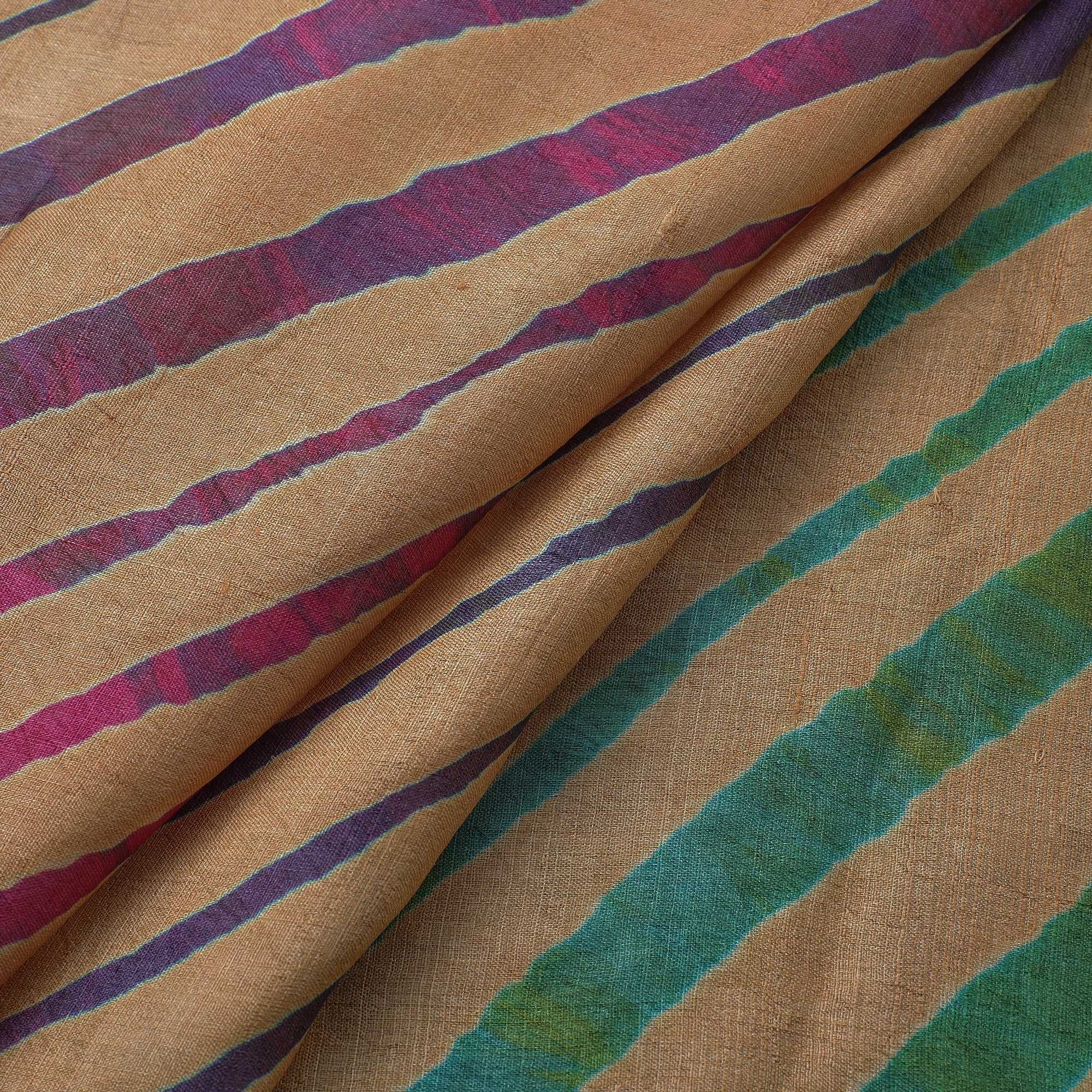 LEHARIYA BY BADSHAH MIYAN Brown - Leheriya Tie-Dye Tussar Silk Handloom Fabric 83 - view 2