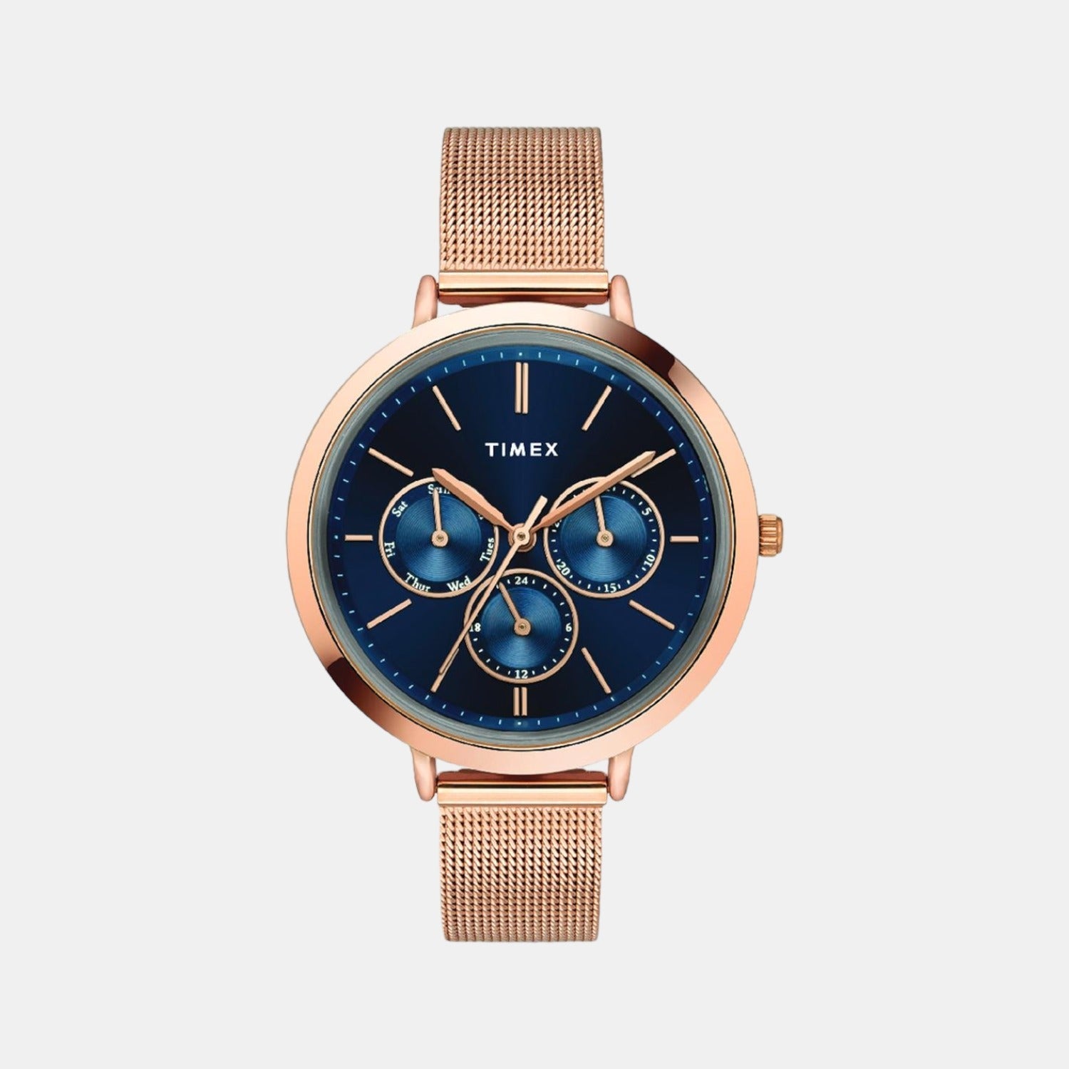 Timex Fashion Women Quartz Blue Dial Chronograph Stainless Steel Watch TWEL14502