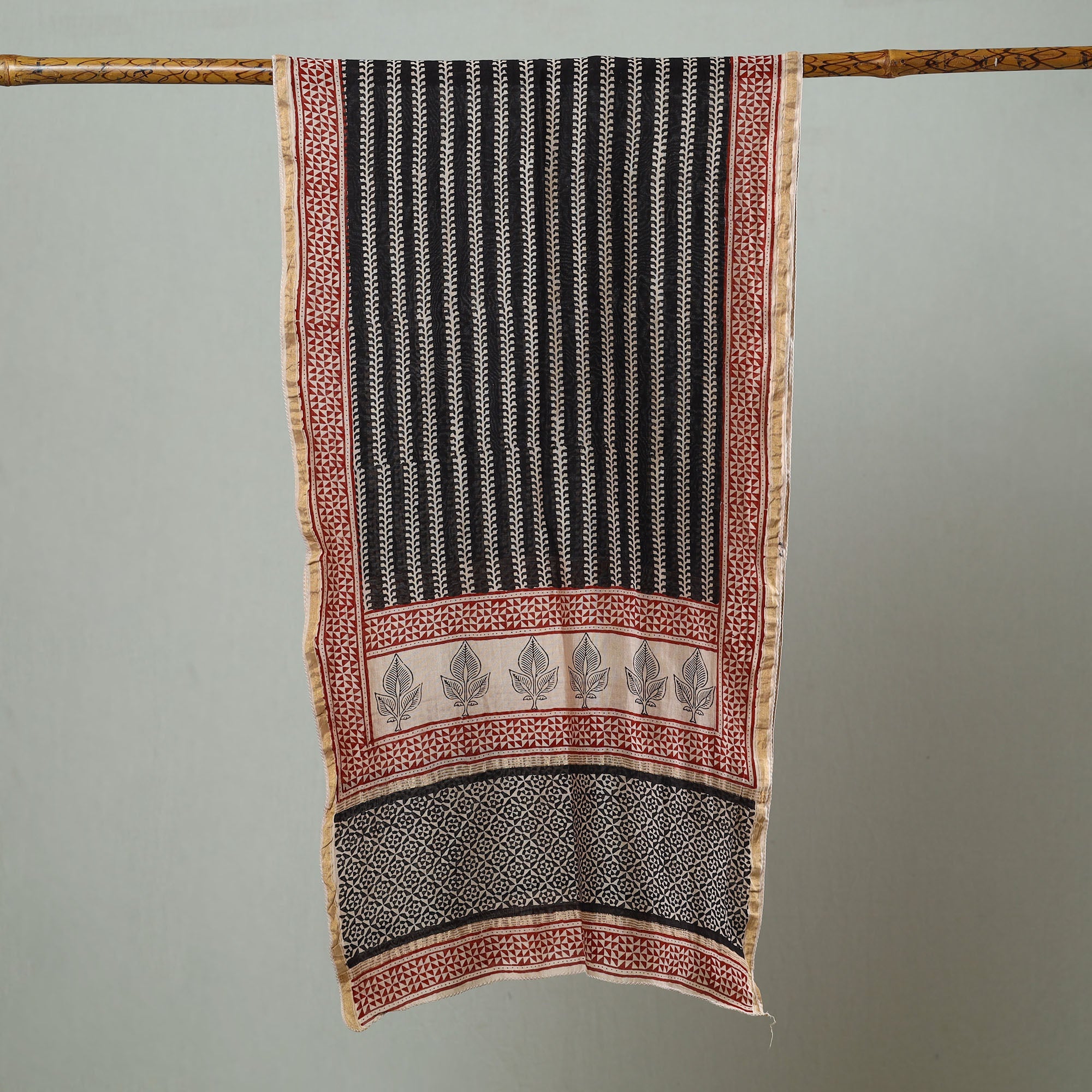 BAGH PRINTS BY MOHAMMED BILAL KHATRI Black - Bagh Hand Block Printed Chanderi Silk Stole 19 - view 2