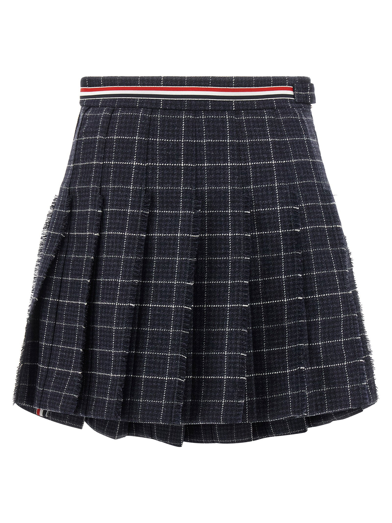 Thom Browne Rwb Pleated Tweed Skirt – 100% wool