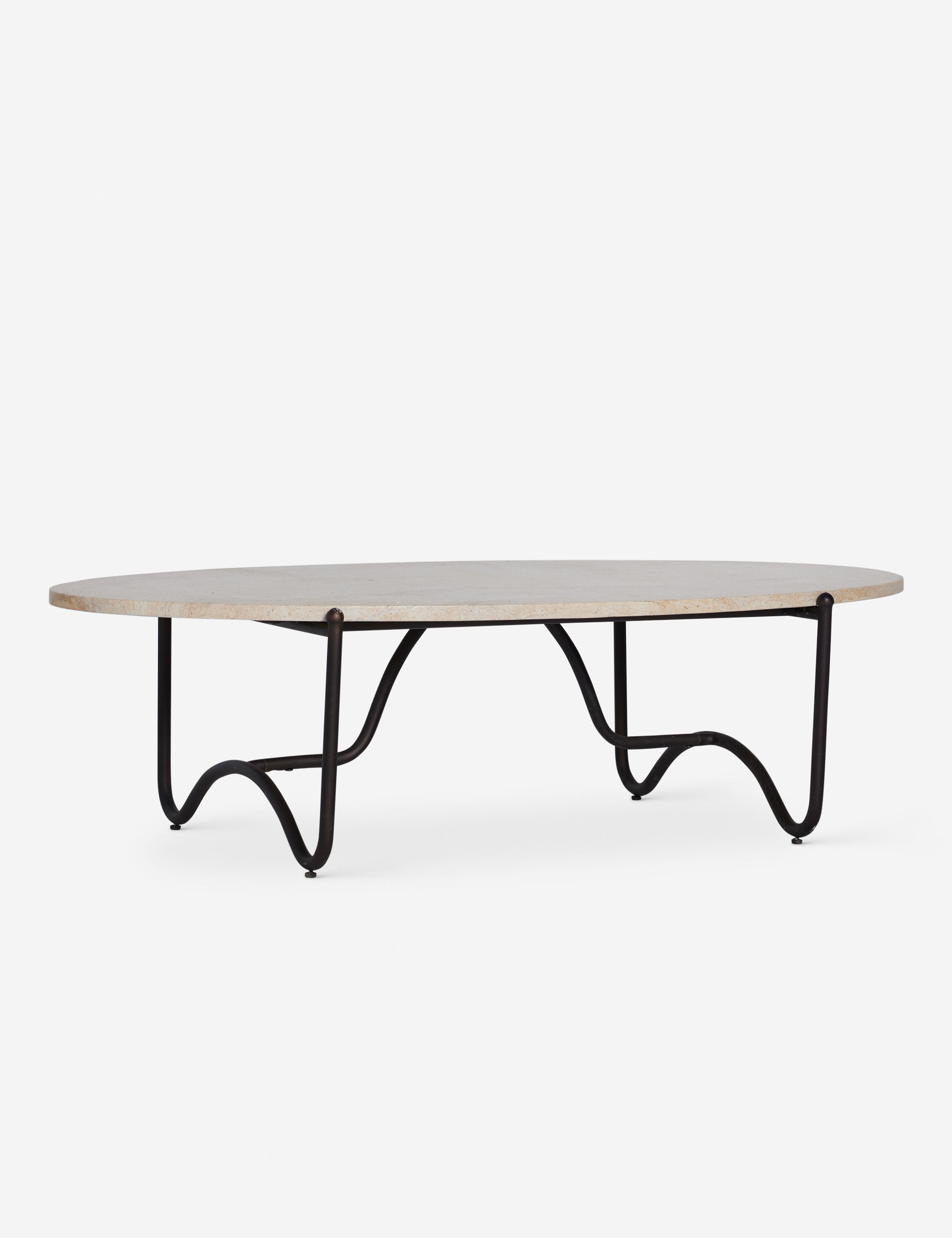 Open box peggy – Lulu and Georgia Open Box: Peggy Outdoor Oval Coffee Table, Faux Travertine by Sarah Sherman Samuel