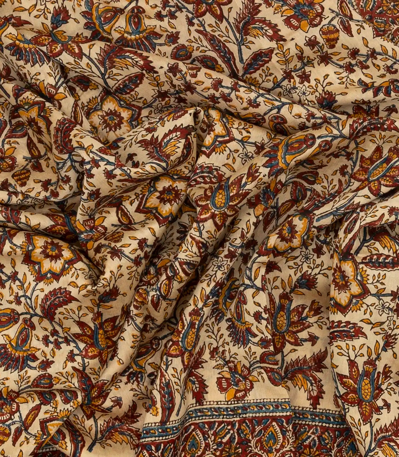 RmKV Cream Handloom Chanderi Cotton Saree With A Printed Kalamkari Design - view 5