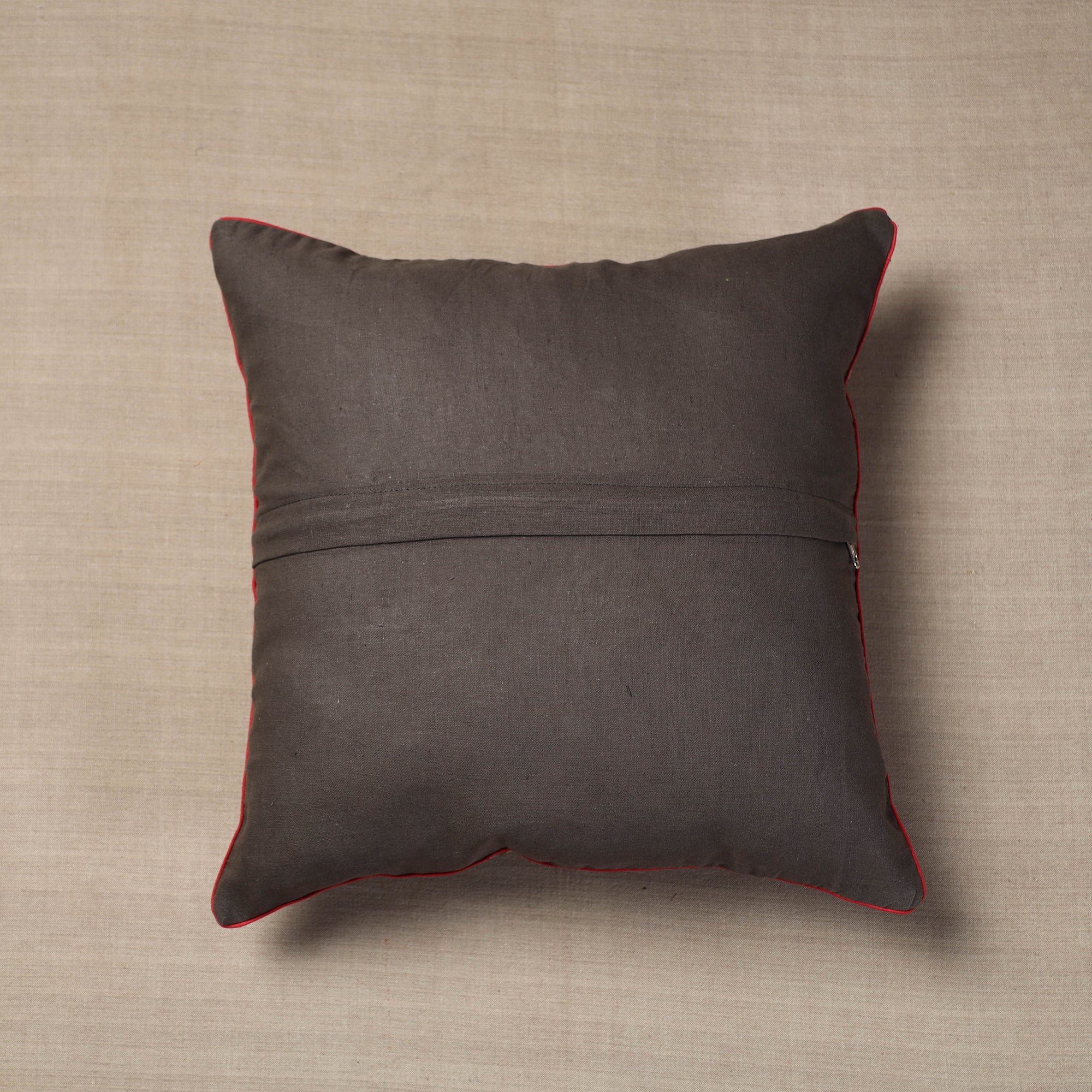NOORI BAZAR Brown - Block Print Cotton Kalamkari Cushion Cover (16 x 16 in) - view 3