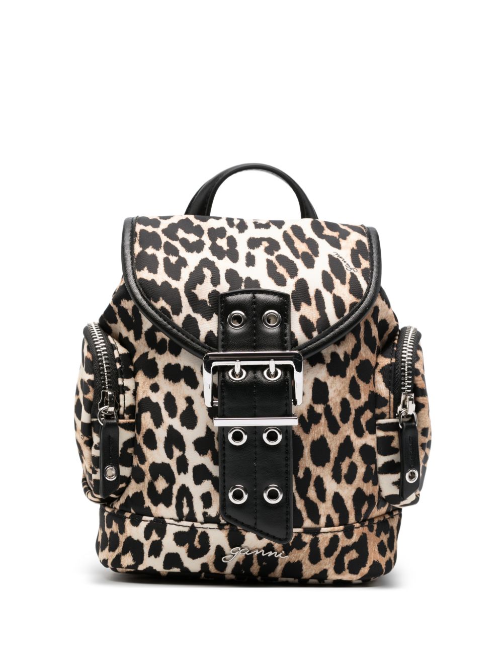 Ganni Leopard Small Nylon Bucky Backpack – 100% Recycled Polyamide
