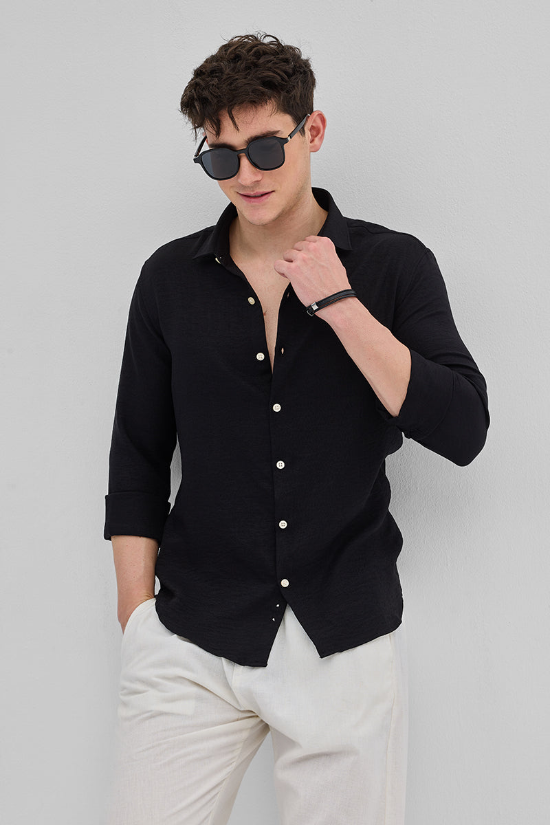SNITCH Black Textured Shirt