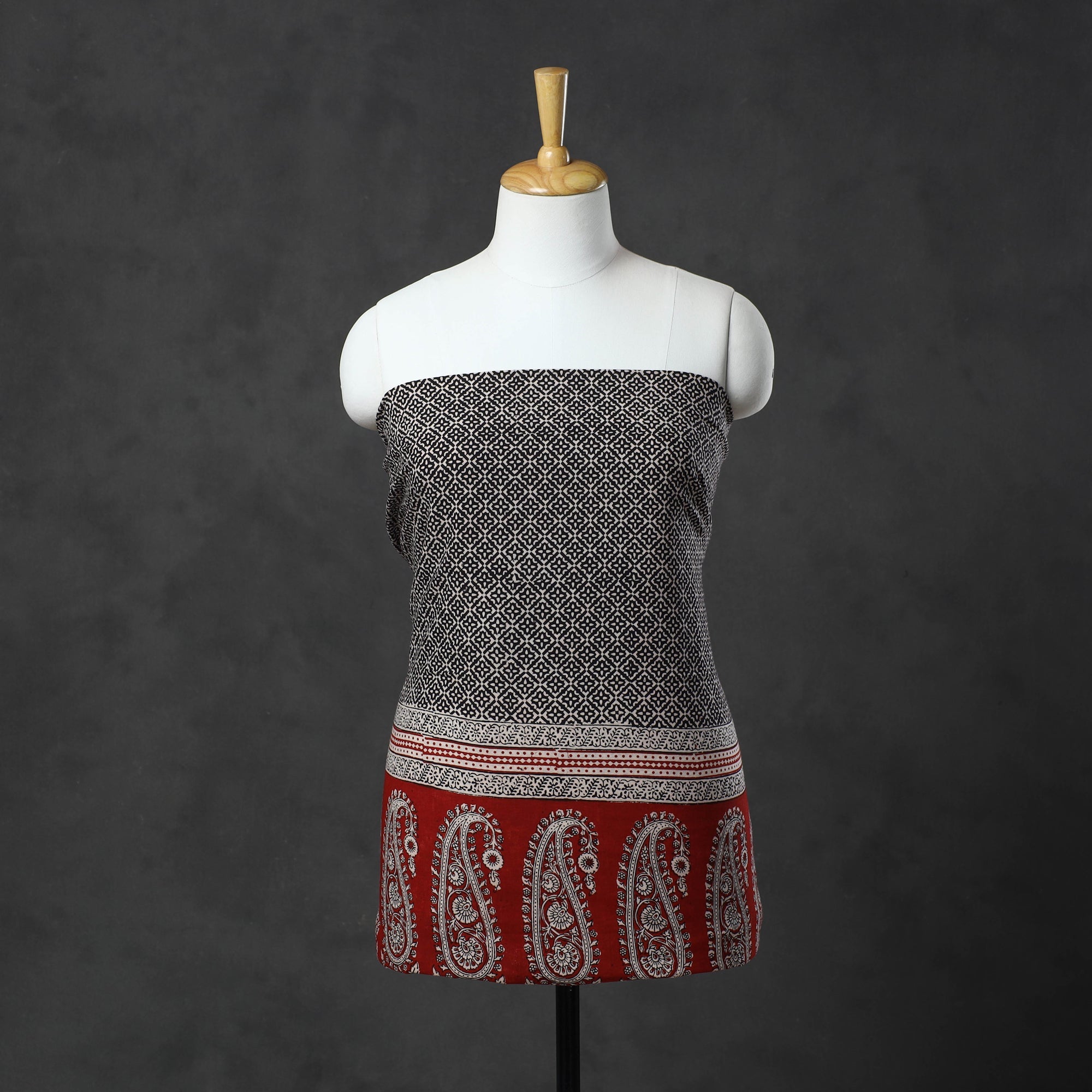 BAGH PRINTS BY MOHAMMED BILAL KHATRI Black - Natural Dyed Cotton Bagh Print Kurta Material (2.2 m) 11