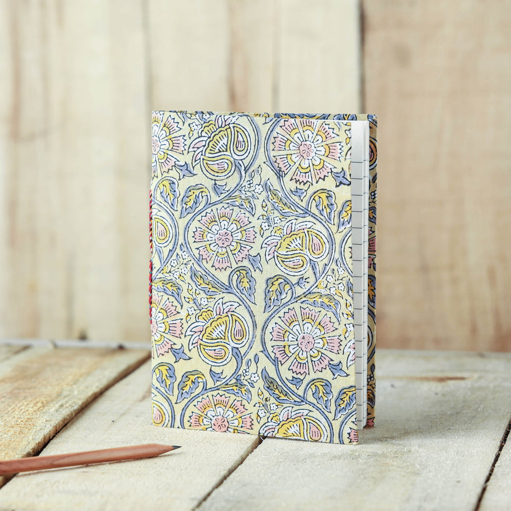 BINDAAS UNLIMITED Beige - Sanganeri Fabric Cover Handmade Paper Notebook (7 x 5 in)