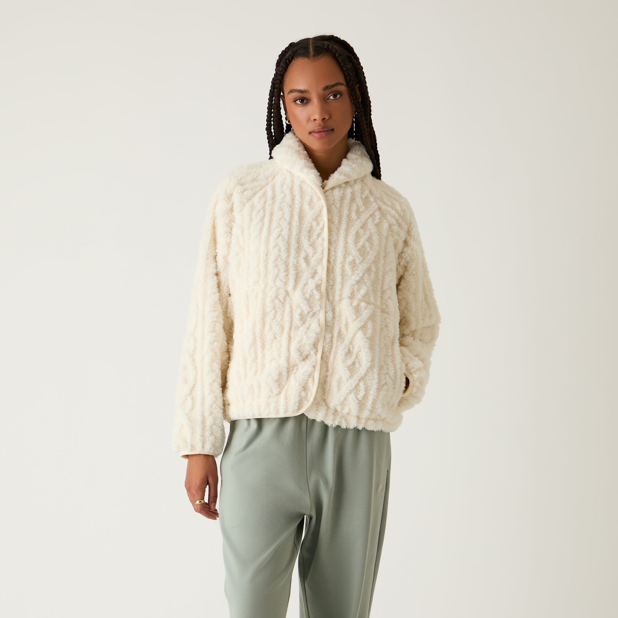 Kith Women Grayson Cable Sherpa Jacket - Sandrift - view 2