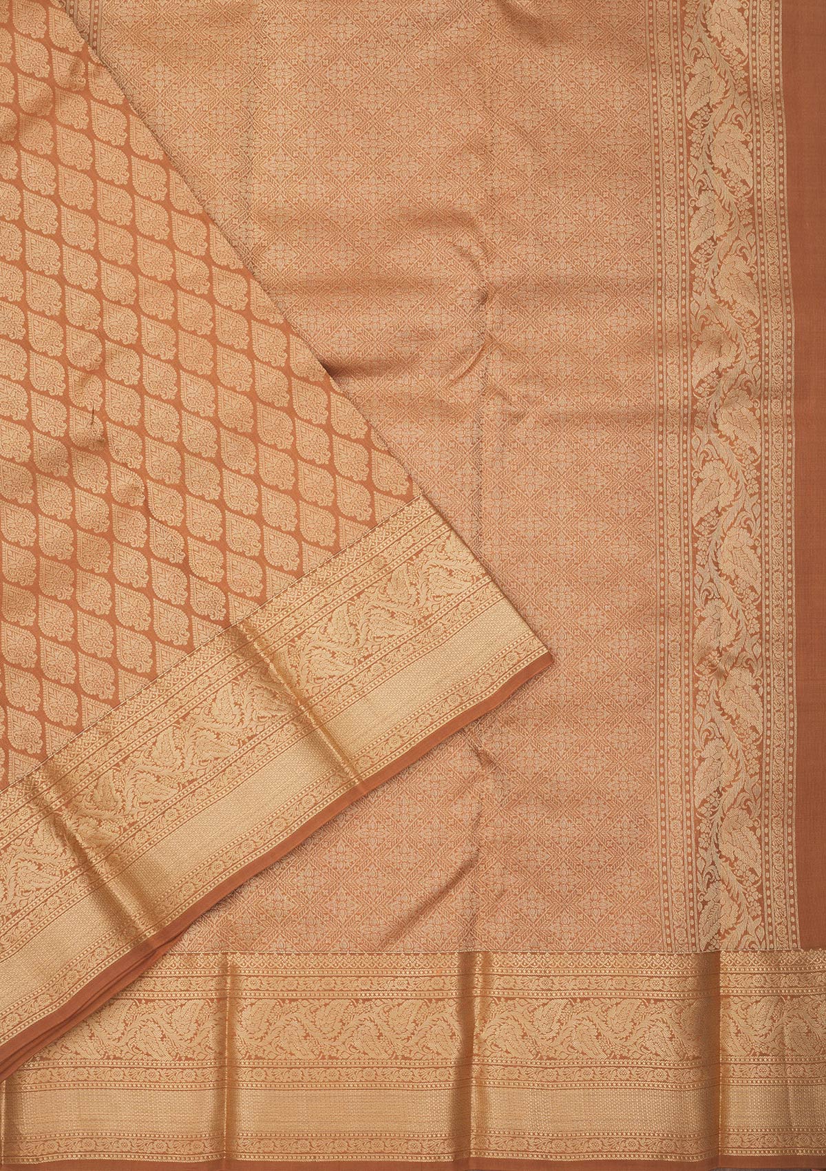Koskii Light Brown Zariwork Pure Silk Saree – Women's - view 3