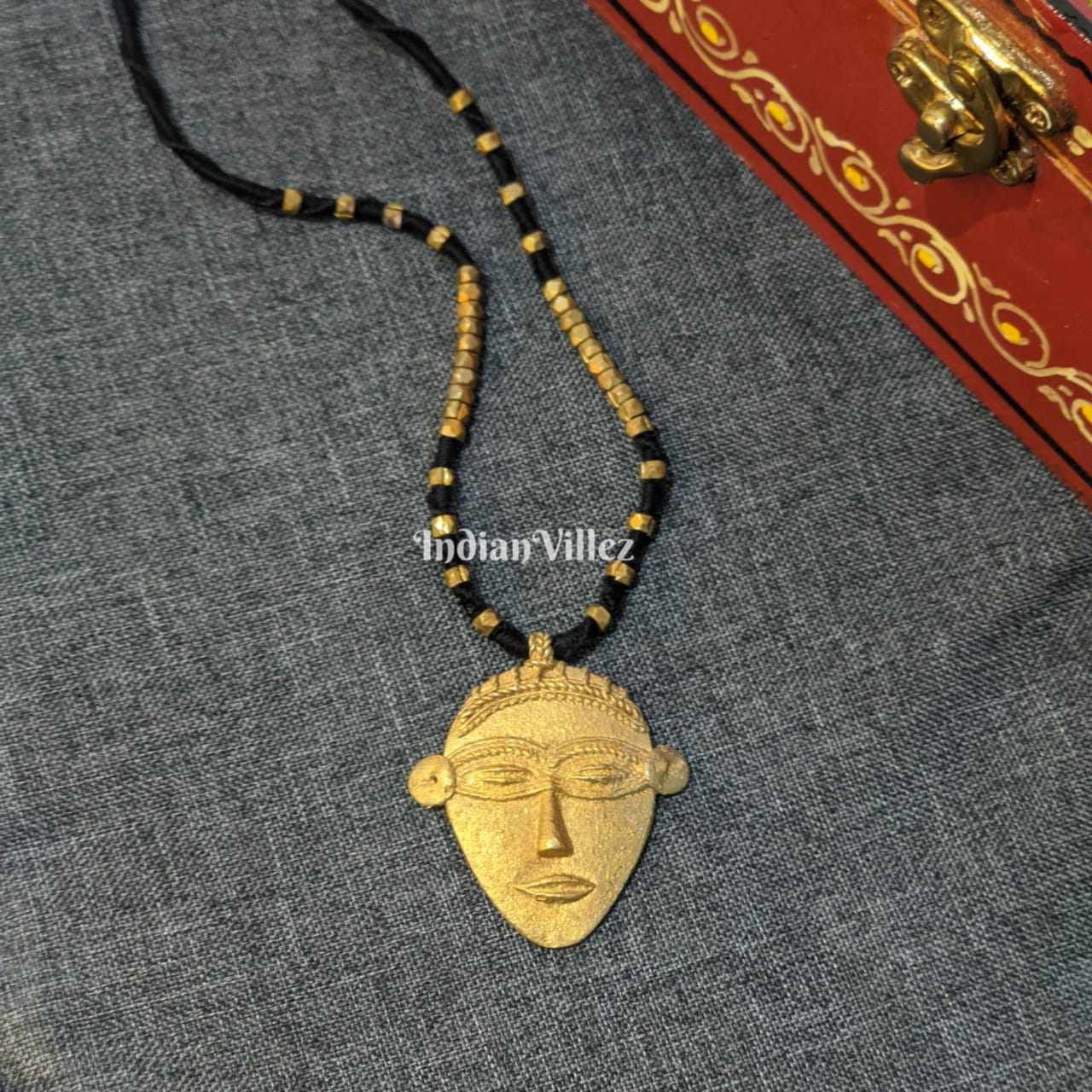 IndianVillèz Handcrafted Dokra Tribal Necklace - Tribal Head