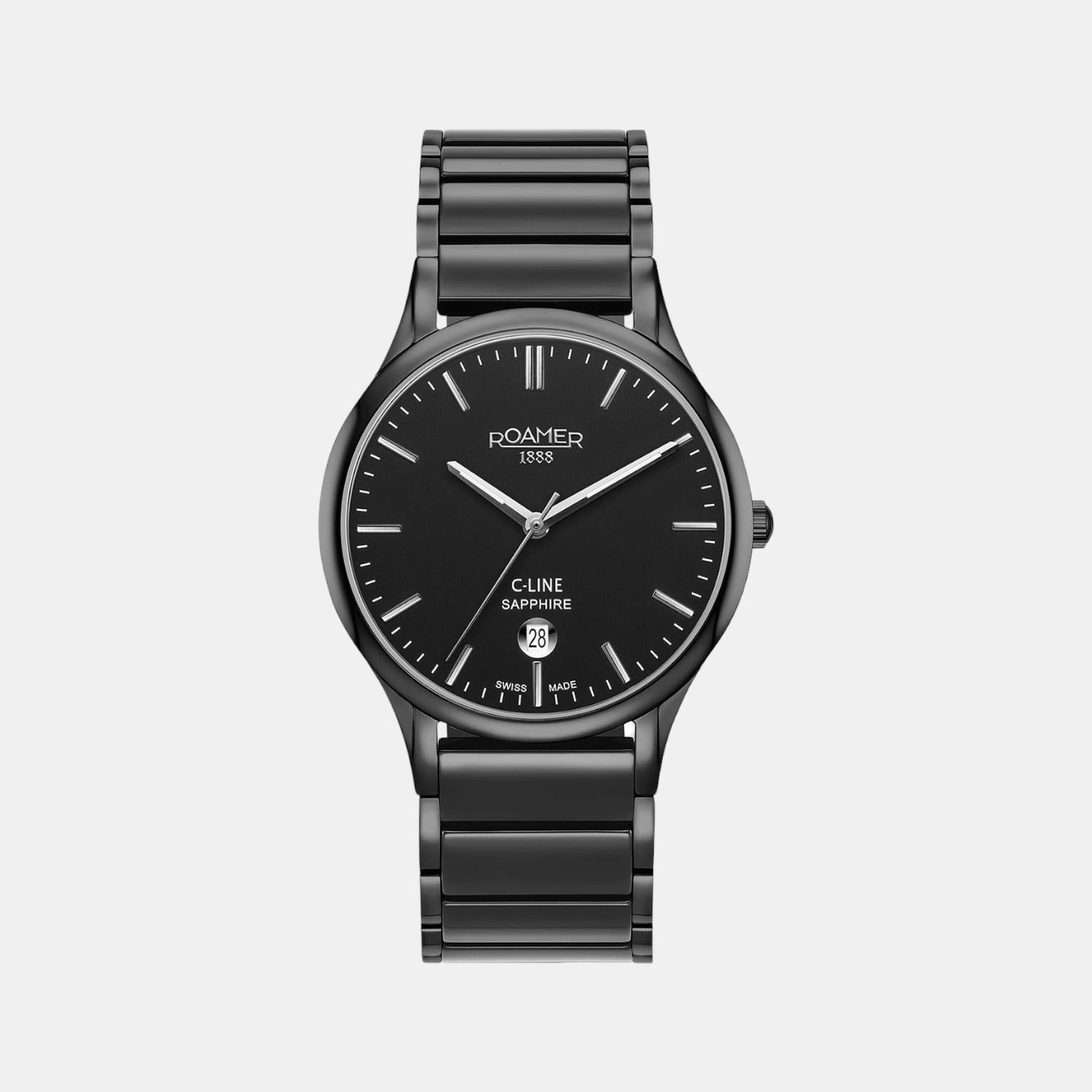 Roamer C-Line Men Quartz Black Dial Analog Stainless Steel Watch 658833 44 55 61