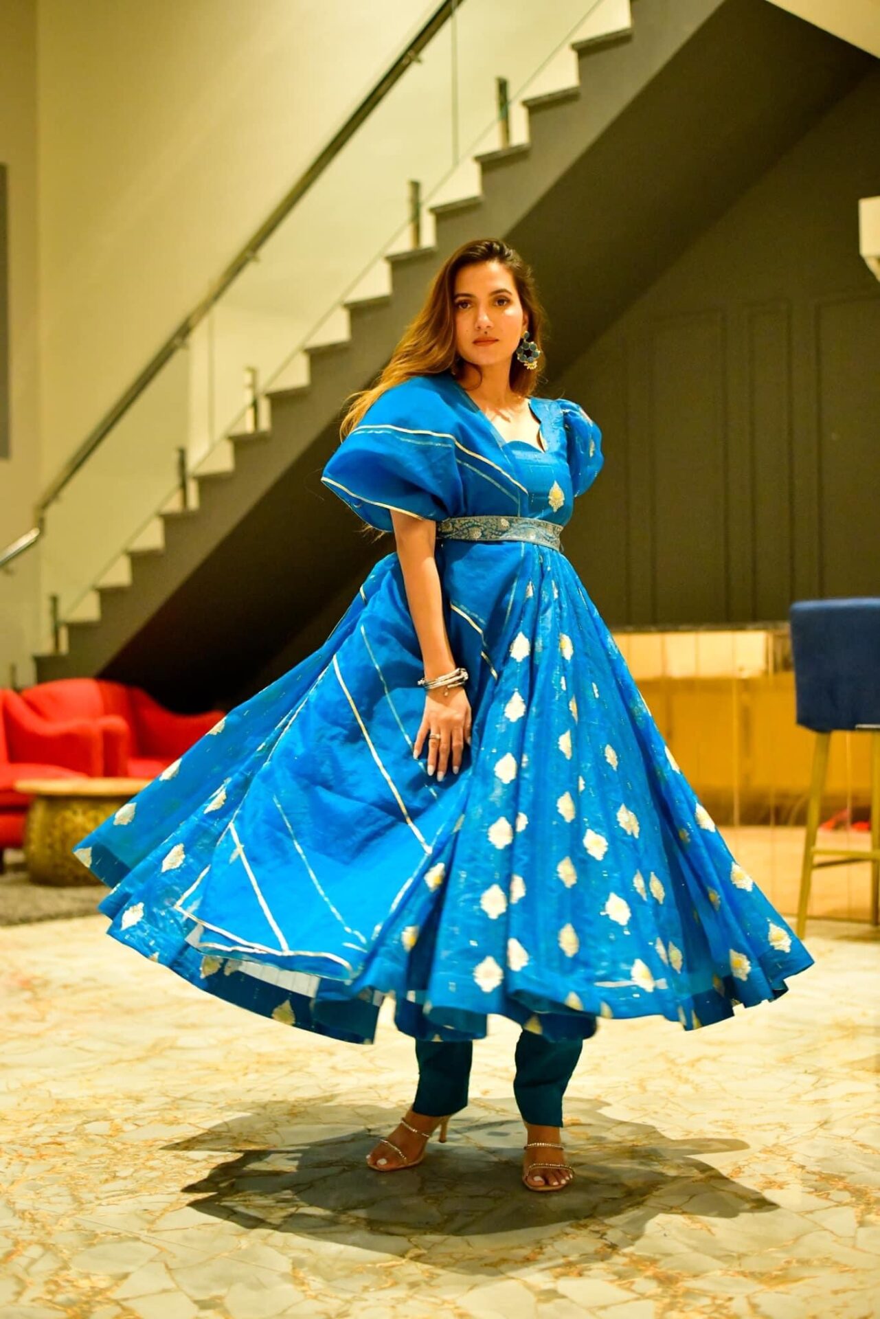 Idaho-o Blue aura organza suit set - view 3
