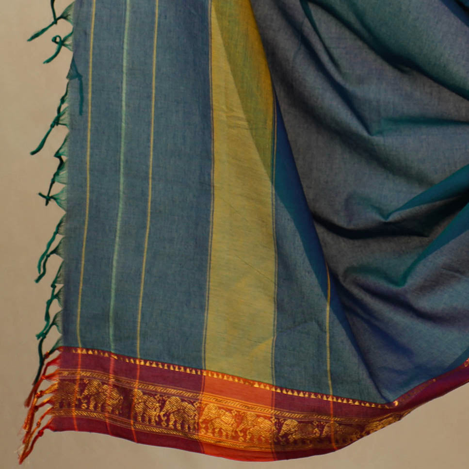 SOUTH KARGHA Blue - 3pc Mercerised Cotton Dharwad Dress Material 41 - view 4