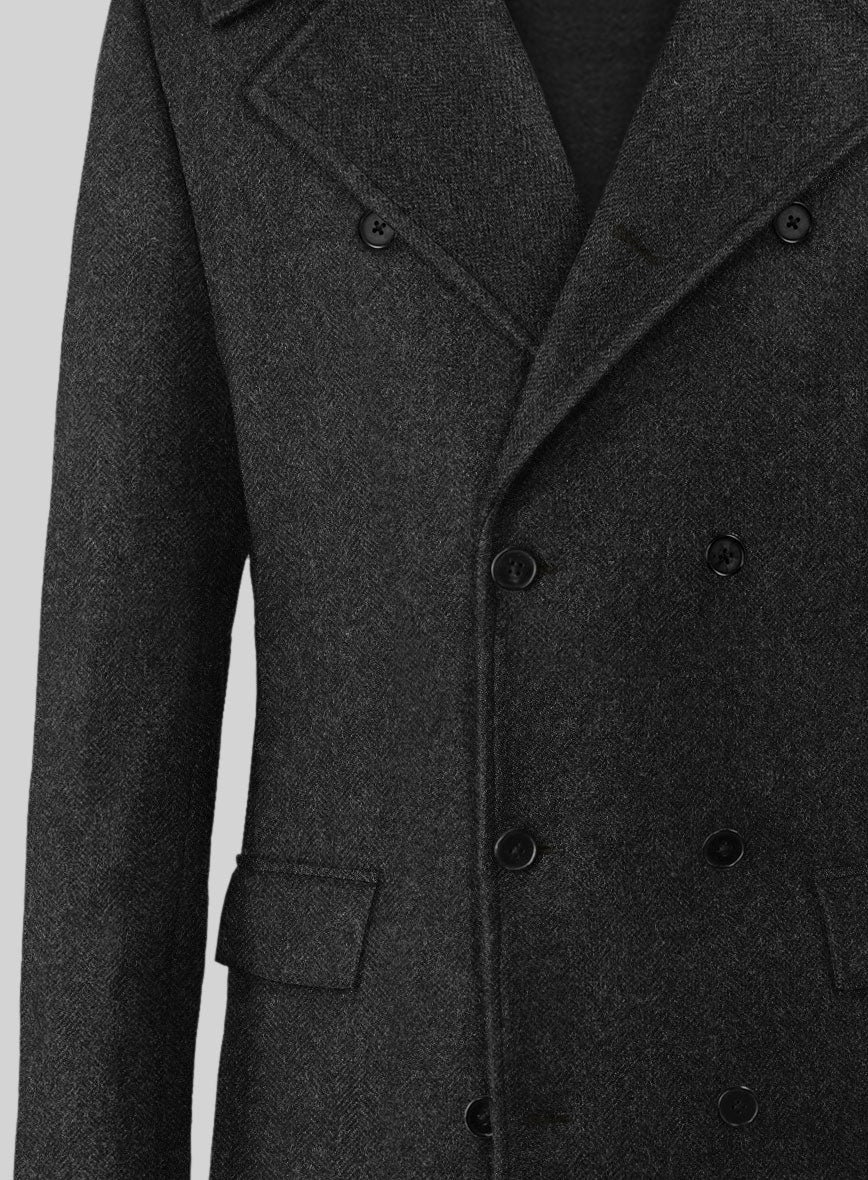 StudioSuits Charcoal Herringbone Tweed GQ Overcoat - view 3