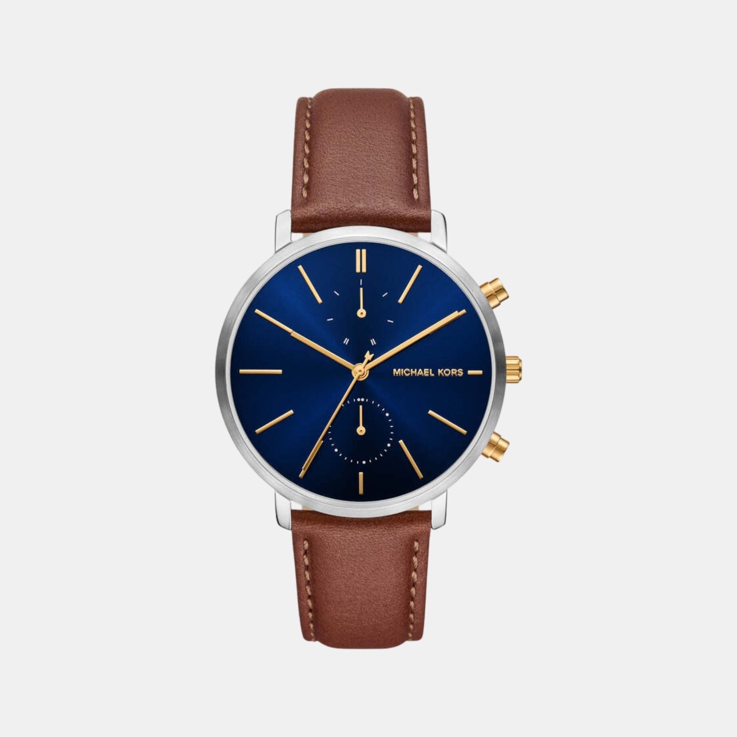 Michael Kors Blake Men Quartz Blue Dial Chronograph Leather Watch MK9209