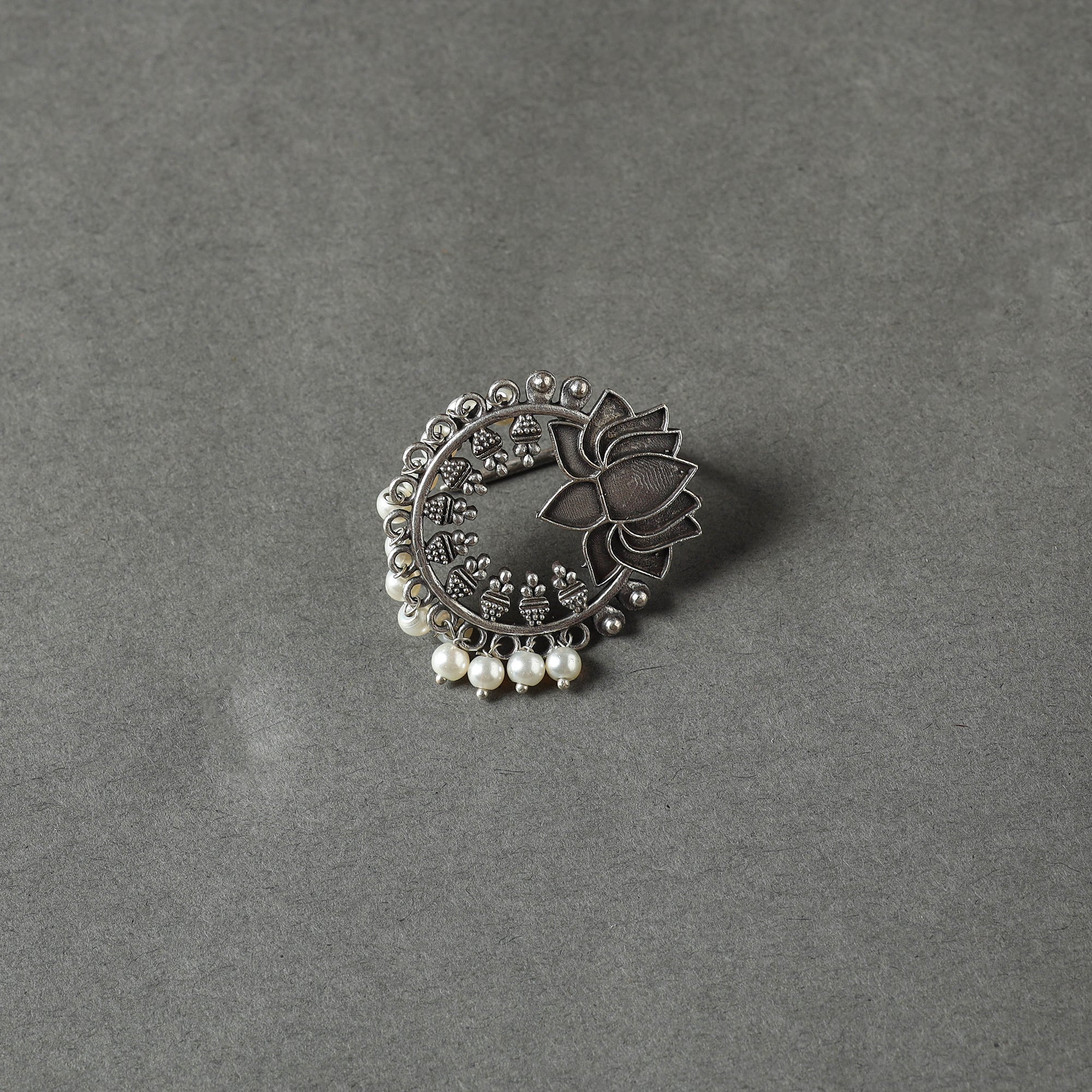 WHITE RIVER STORIES Antique Silver Finish Oxidised Brass Base Juda Pin