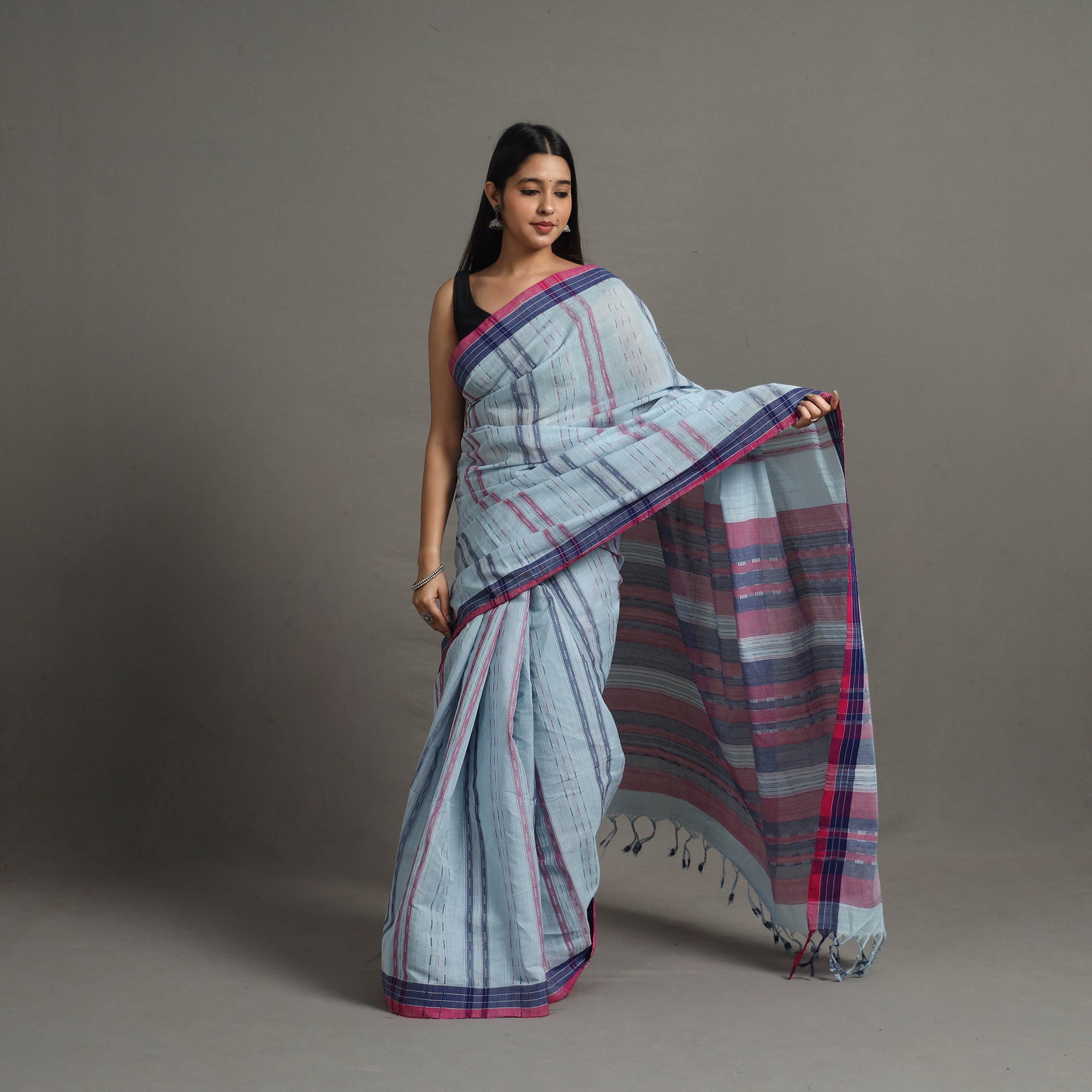 CREYO Blue - Ballakammi Cotton Handloom Saree 69 - view 2