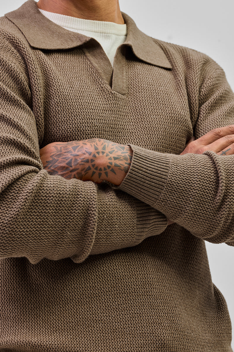 SNITCH Brown Knitted Polo Sweater - view 5