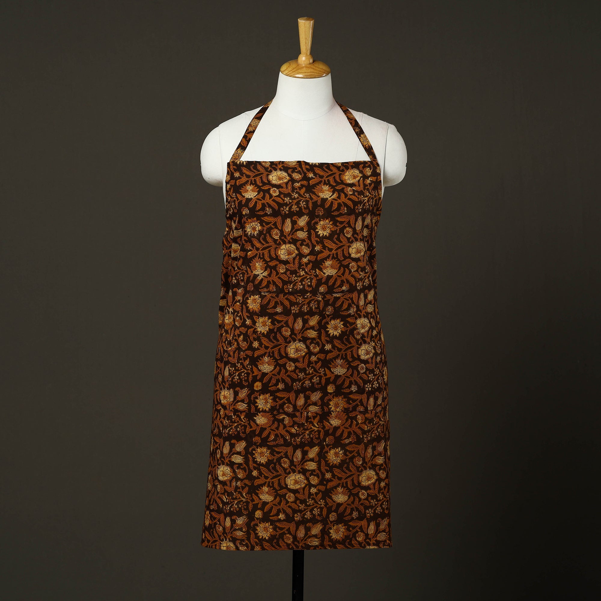 JALPARI Brown - Bagru Block Print Cotton Apron with Pocket 22