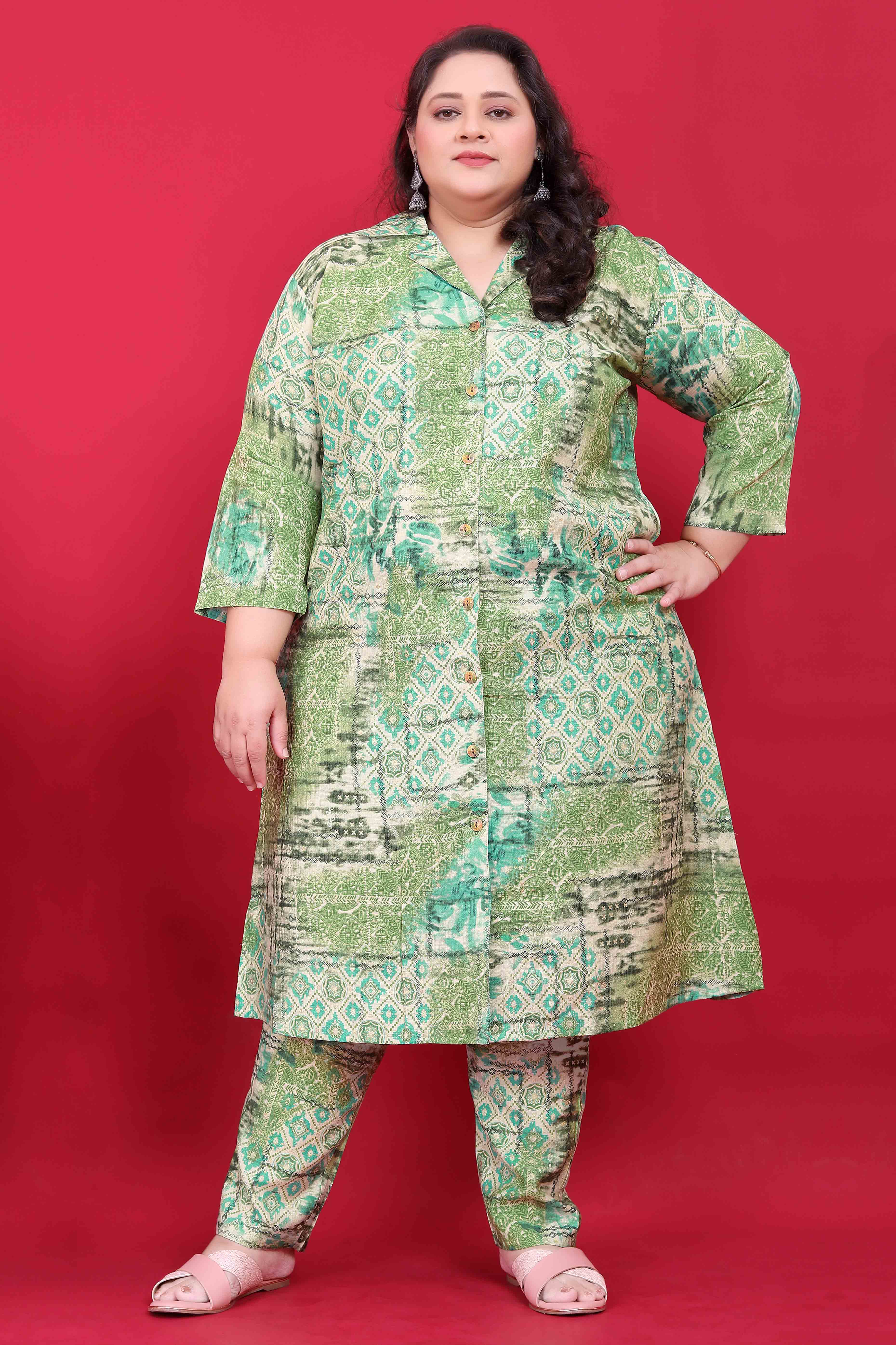 Green co-ords – BlackTree green-geometric-printed-viscose-co-ord-set