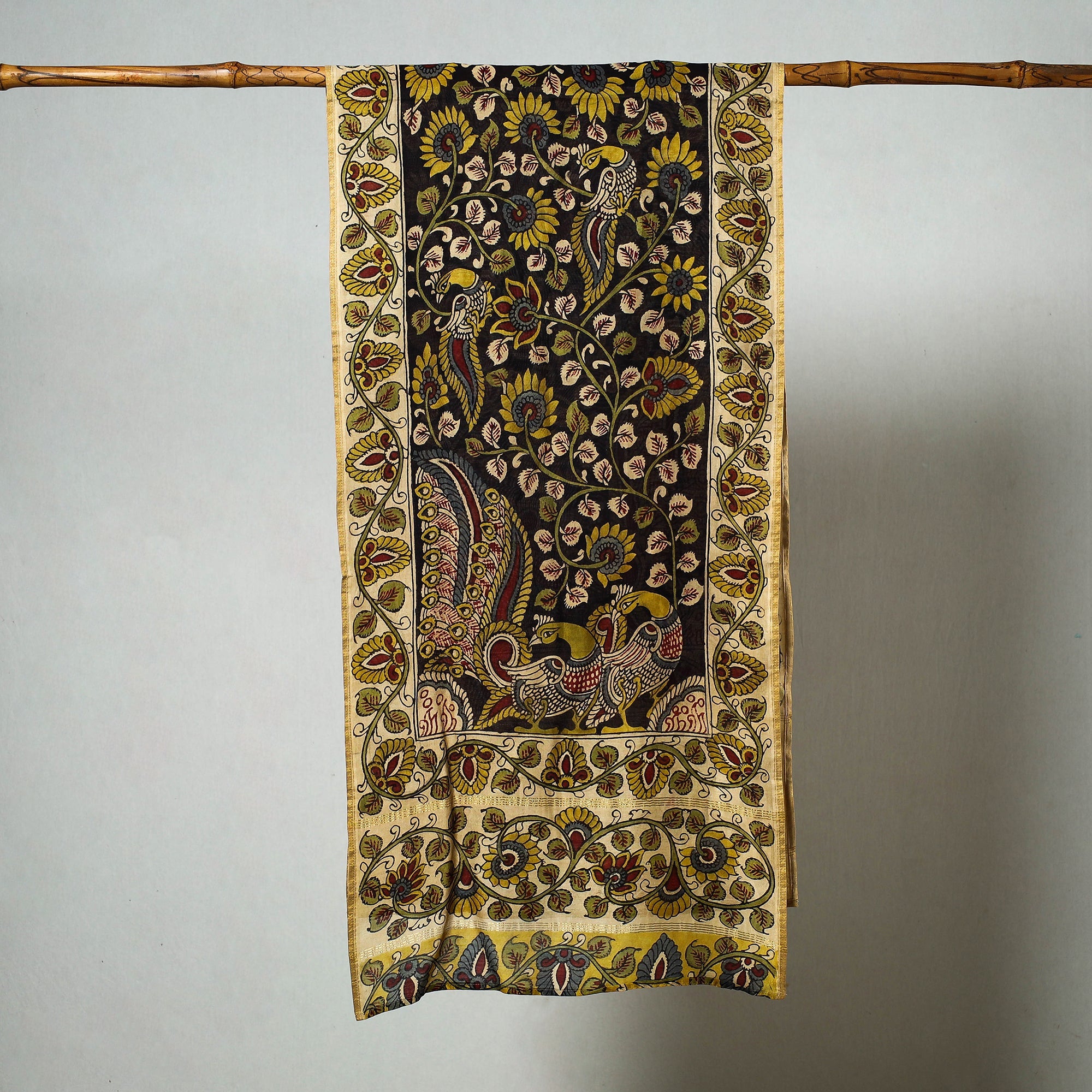 DWARAKA PLUS Beige - Handpainted Kalamkari Chanderi Silk Stole - view 2